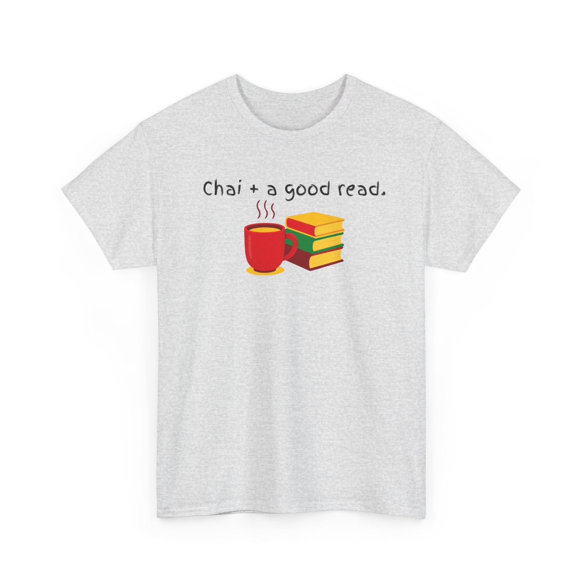 Chai + A Good Read T-Shirt — Tea & Books Graphic Tee for Book Lovers