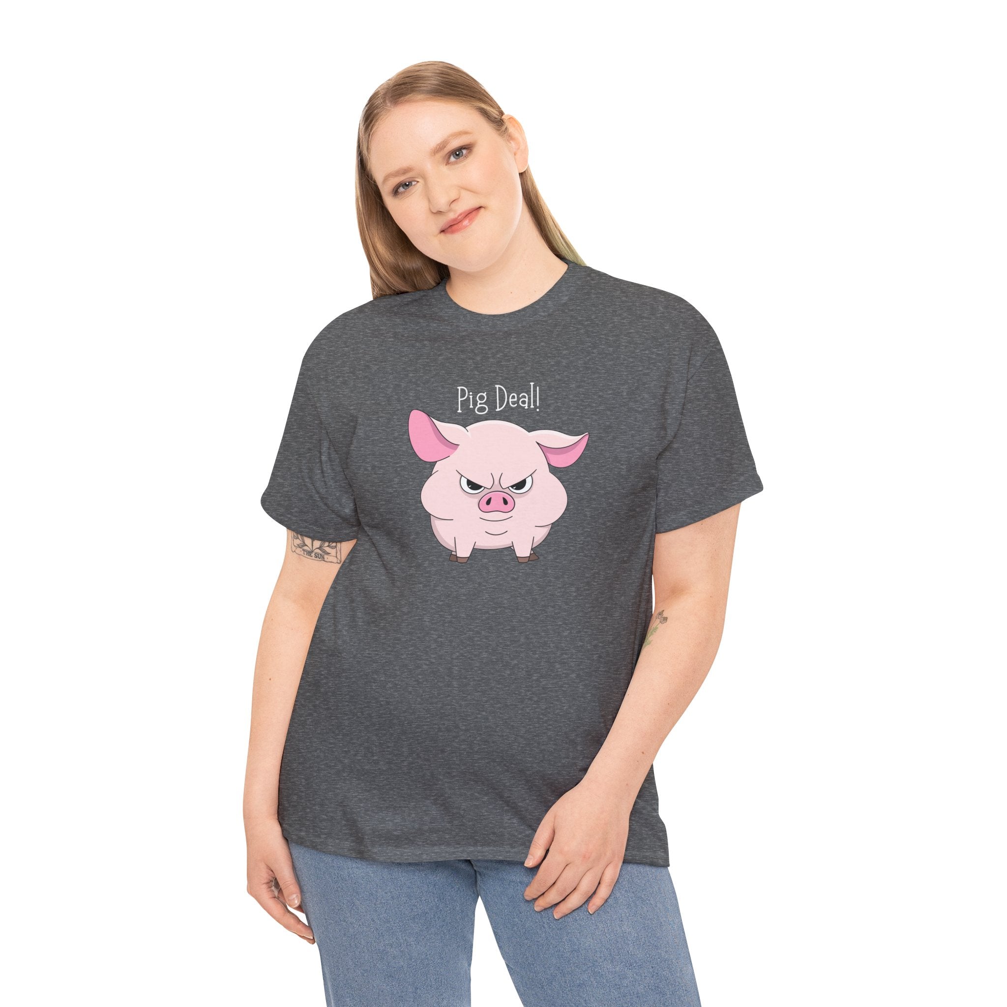 Pig Deal! Cute Angry Pig Graphic Tee — Funny Farm Animal T-Shirt