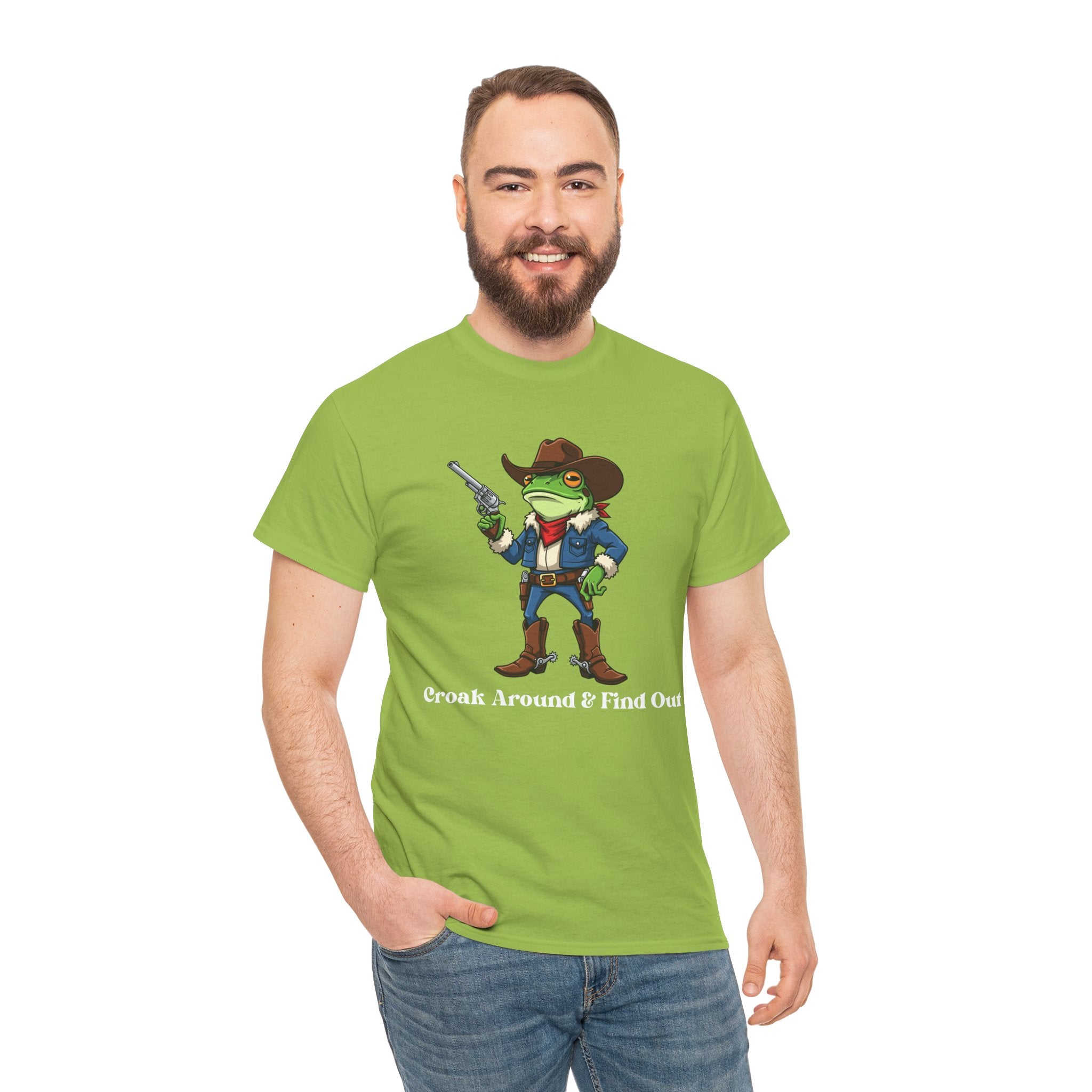 Cowboy Frog T-Shirt - "Croak Around & Find Out" Funny Western Graphic Tee