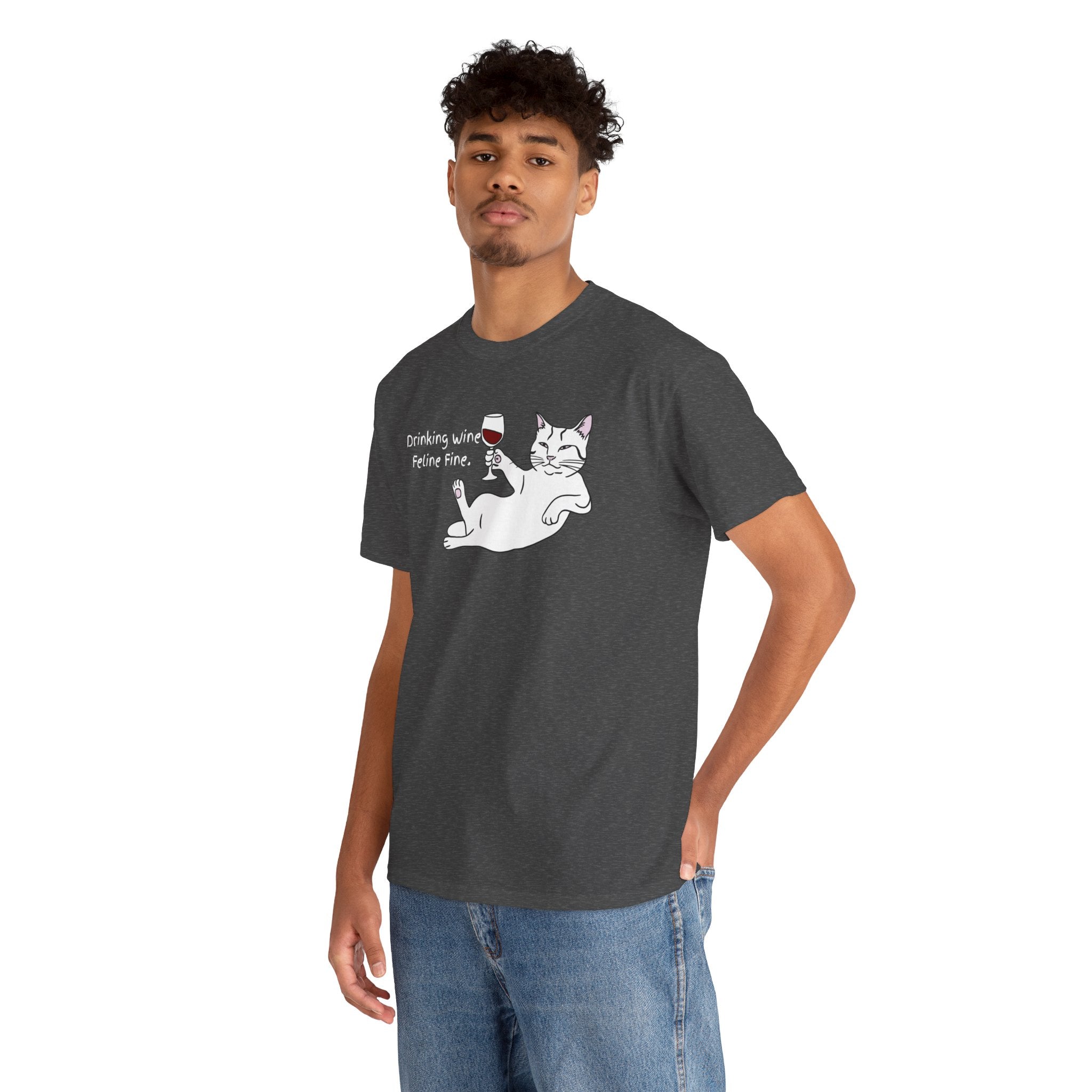 Drinking Wine, Feline Fine Cat Tee