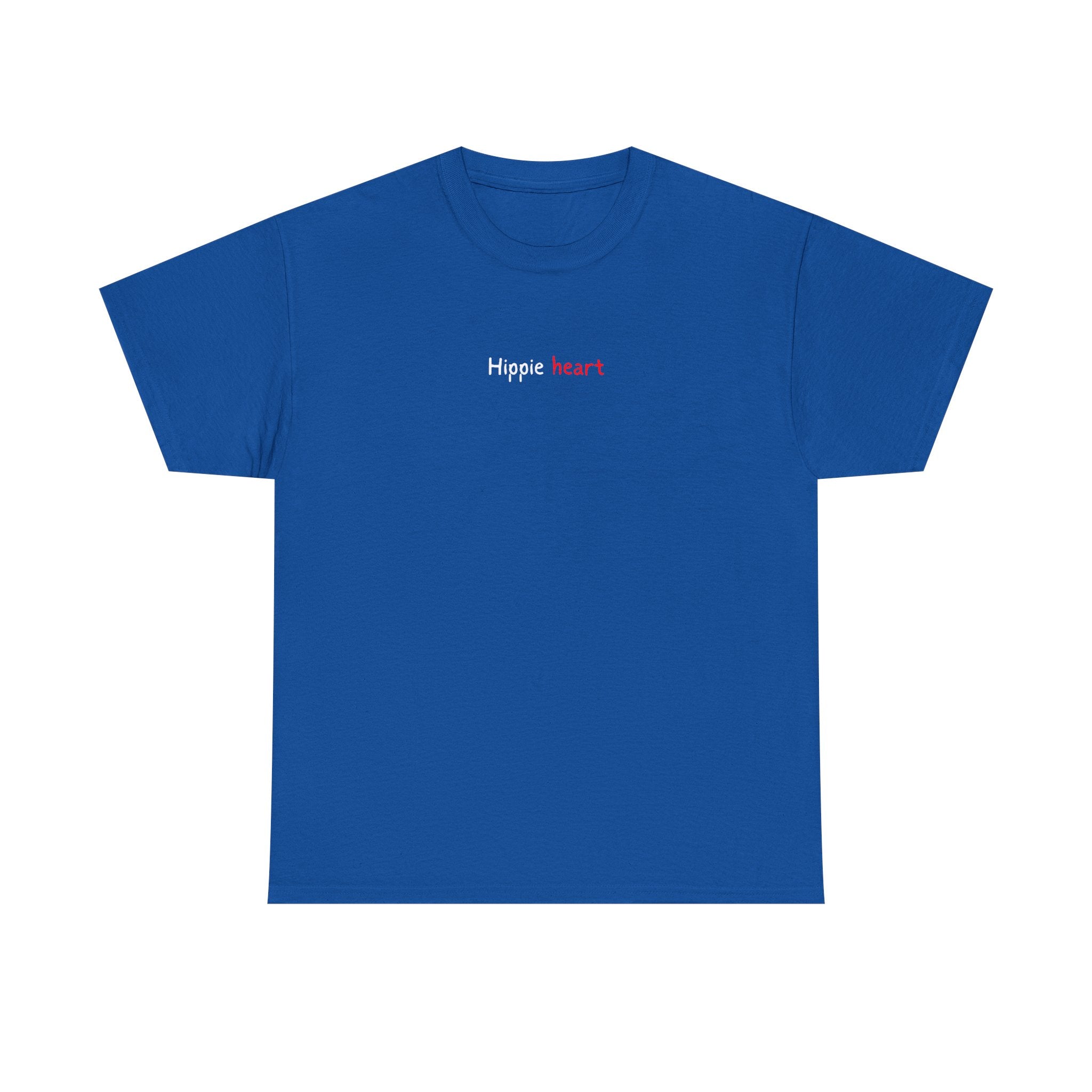 Hippie Heart Black Tee — Minimal Retro Love Graphic T-Shirt