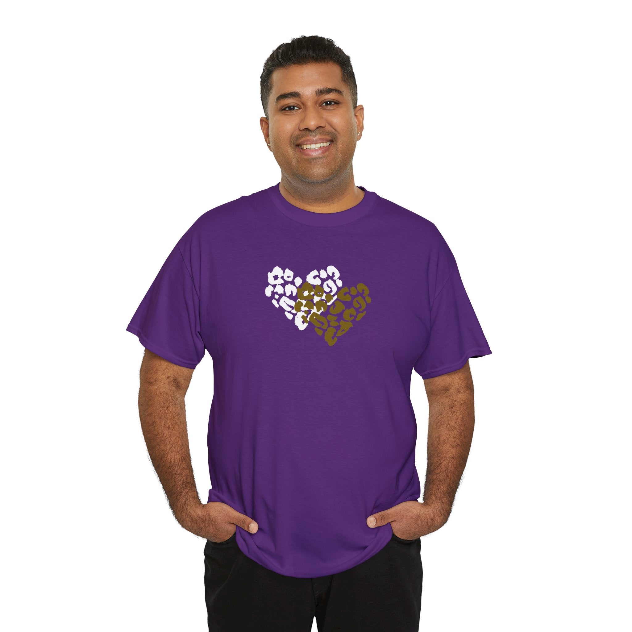 Leopard Heart Graphic Tee — Two-Tone Animal Print Heart T-Shirt