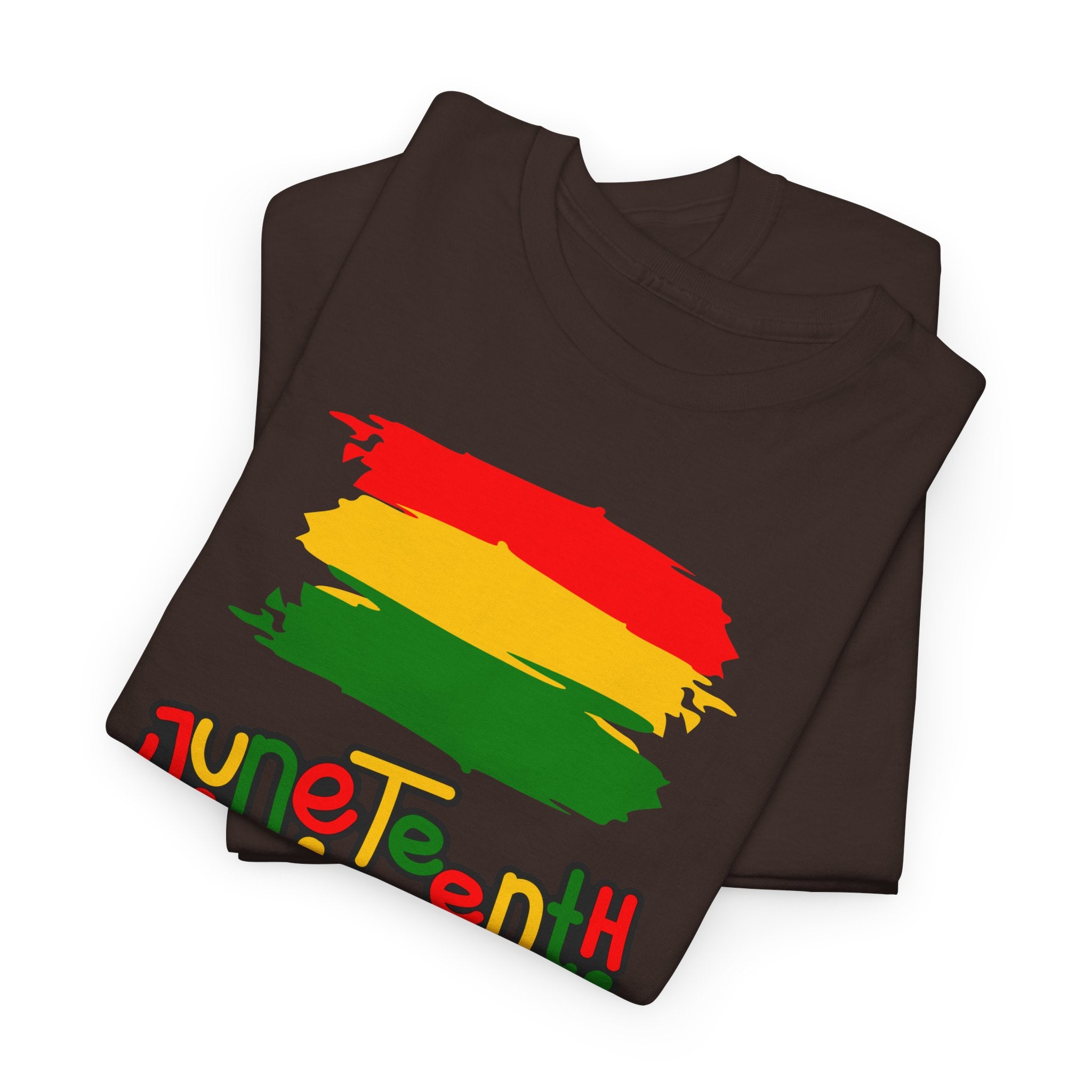 Juneteenth Graphic Tee — Rasta Flag Brushstroke Design