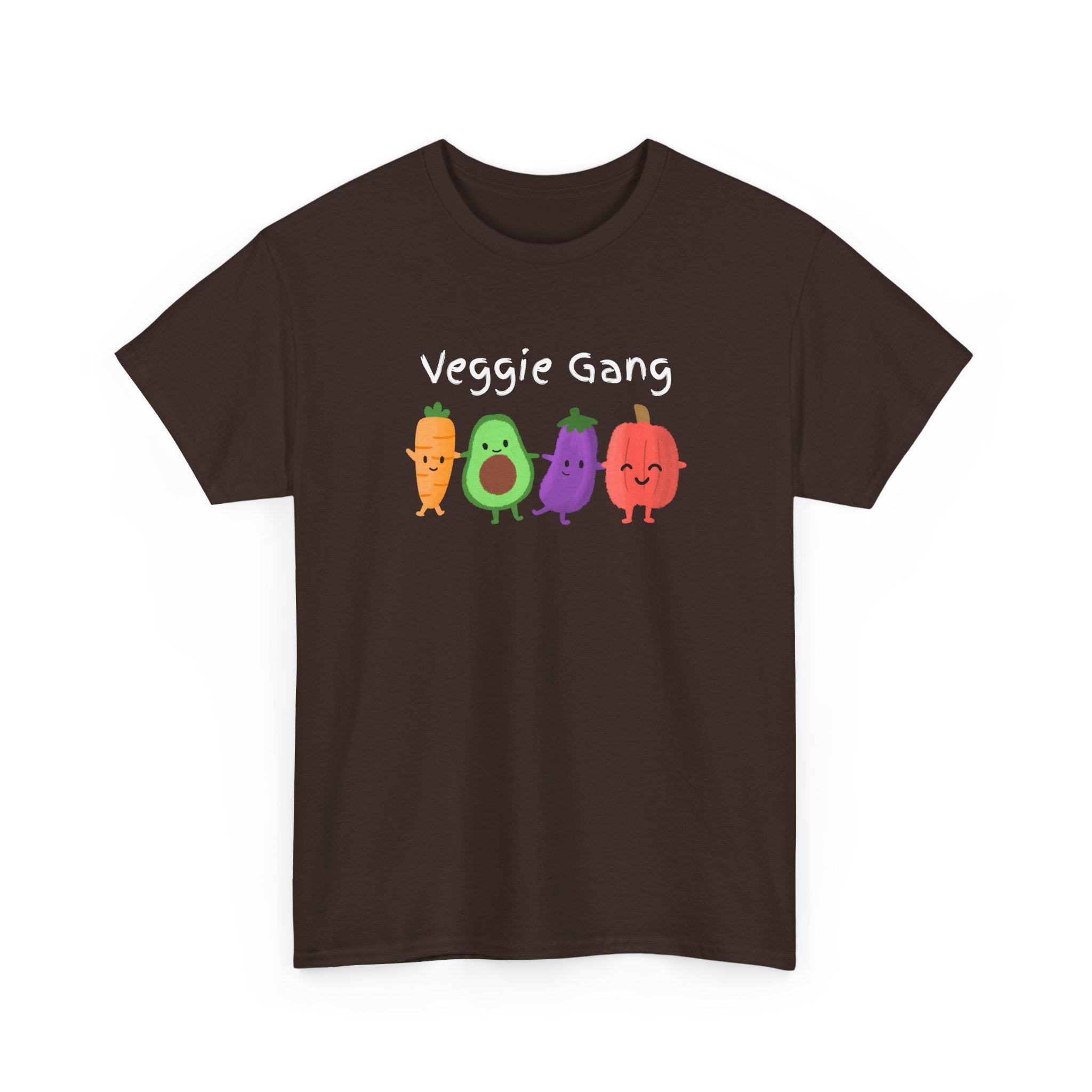 Veggie Gang T-Shirt – Cute Cartoon Avocado, Carrot, Eggplant & Pepper Tee