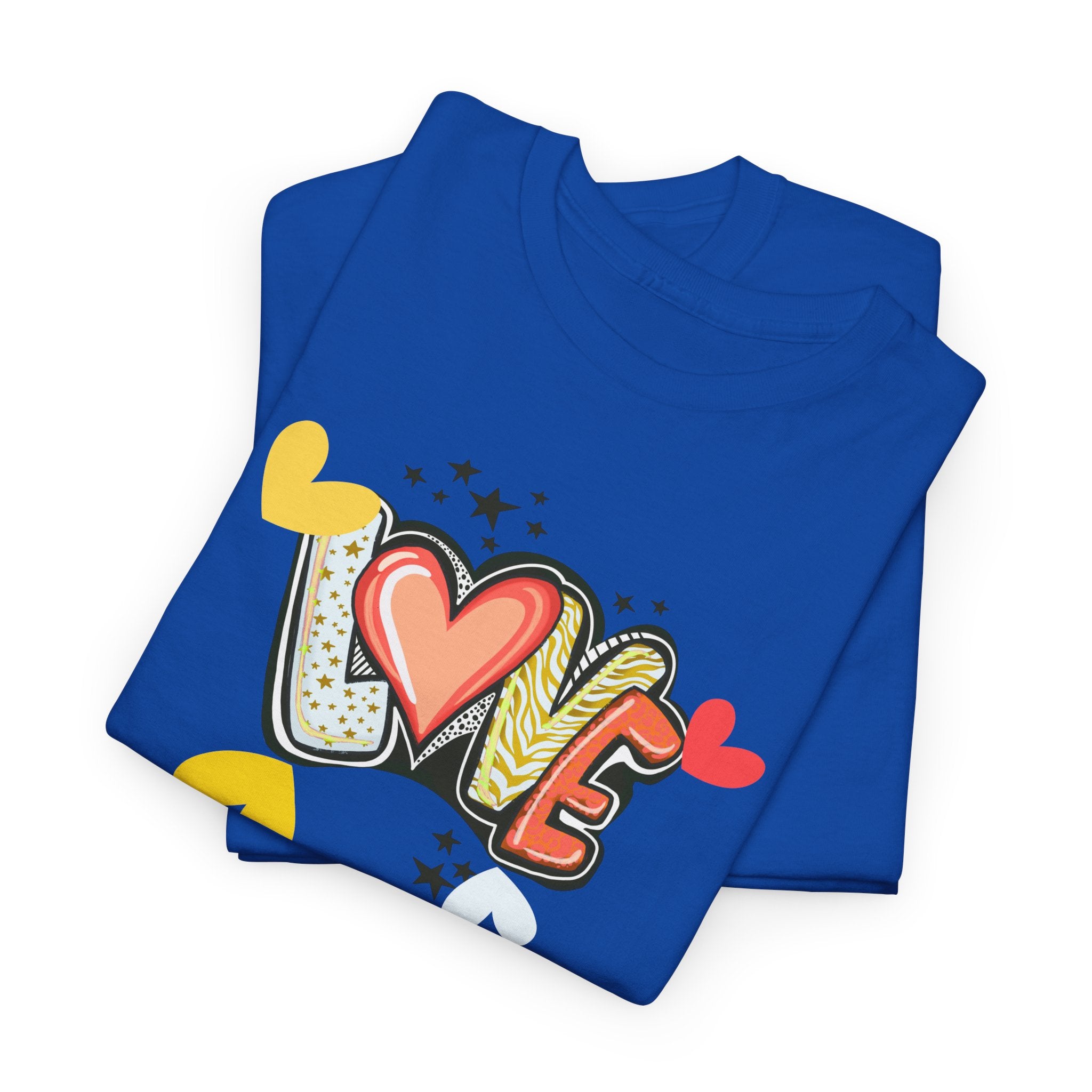 Love Heart Graphic Tee — Retro Doodle "LOVE" Design