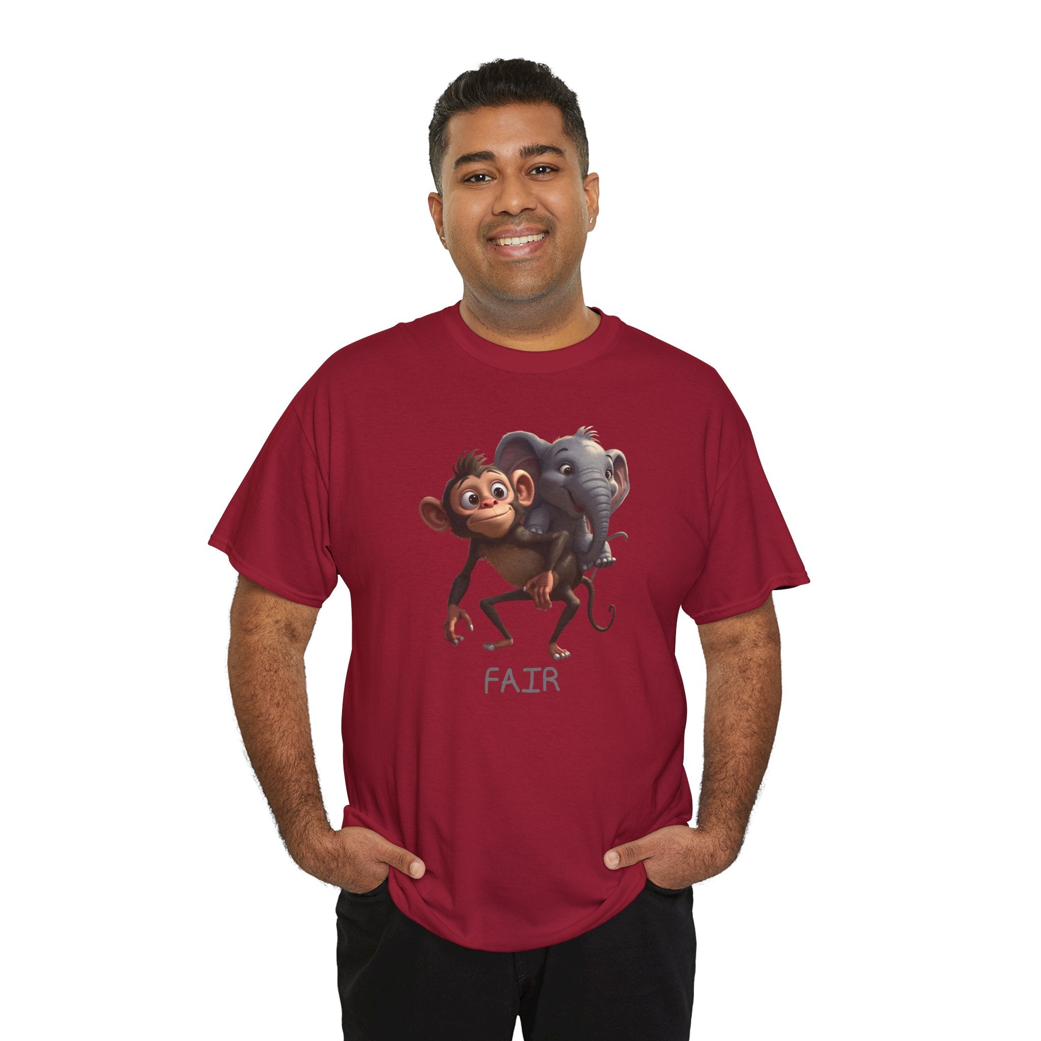 Monkey and Elephant 'Fair' Graphic Tee — Cute Animal Friendship T-Shirt