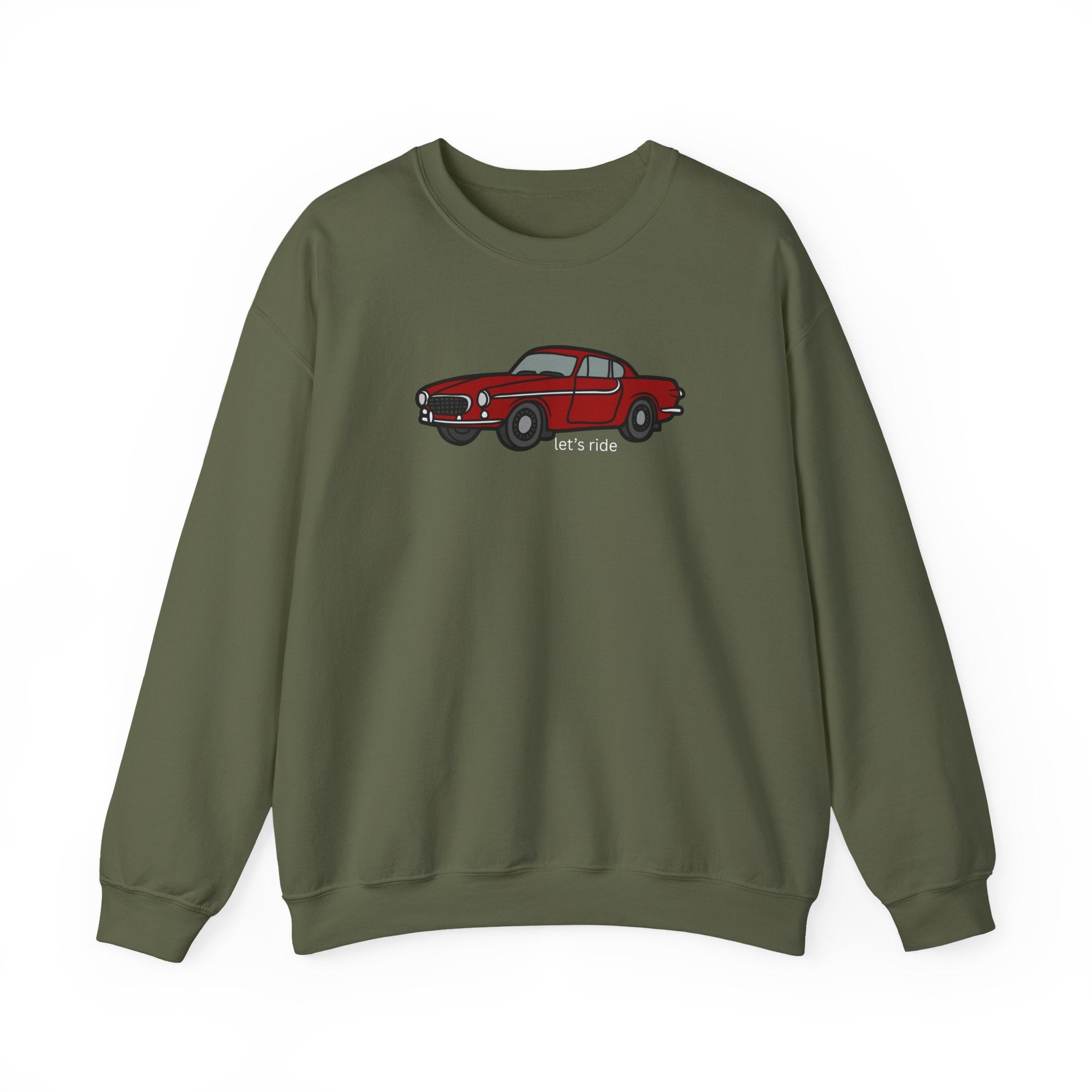 Classic Red Muscle Car Sweatshirt — “let’s ride” Crewneck