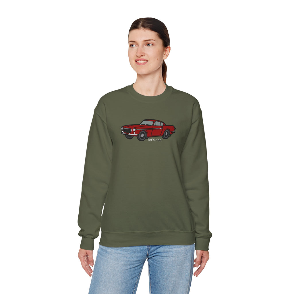 Classic Red Muscle Car Sweatshirt — “let’s ride” Crewneck