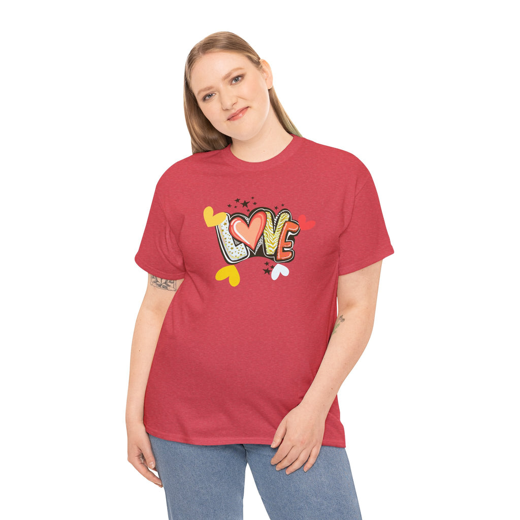 Love Heart Graphic Tee — Retro Doodle "LOVE" Design
