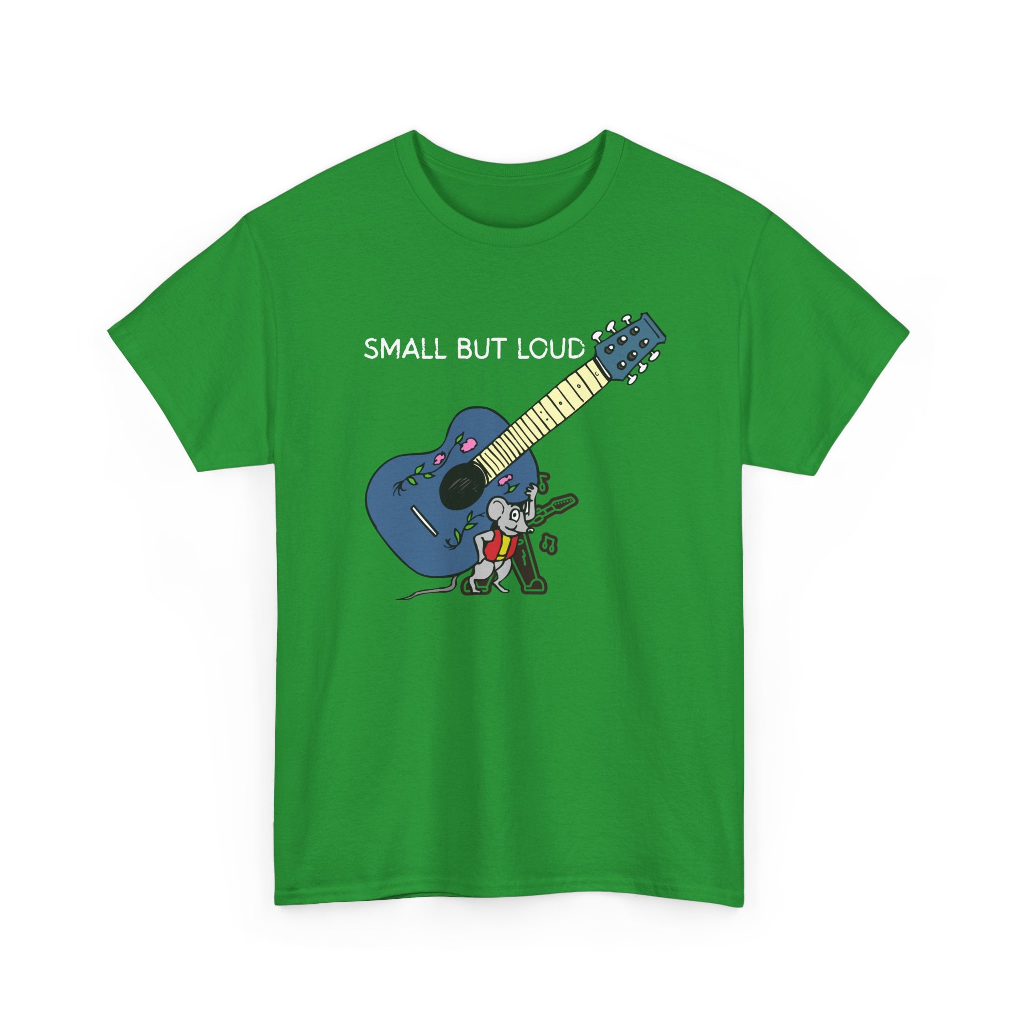 T-Shirt — "Small But Loud" Cute Mouse with Guitar Graphic