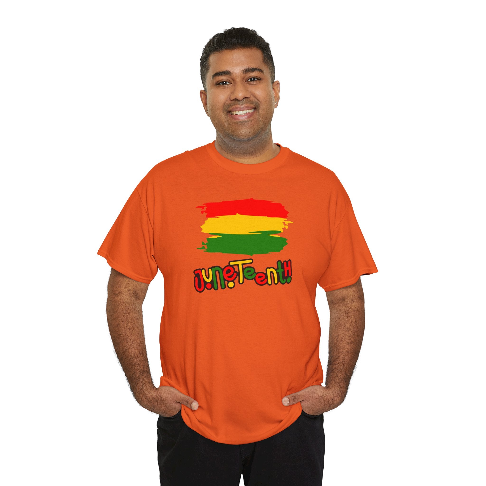 Juneteenth Graphic Tee — Rasta Flag Brushstroke Design