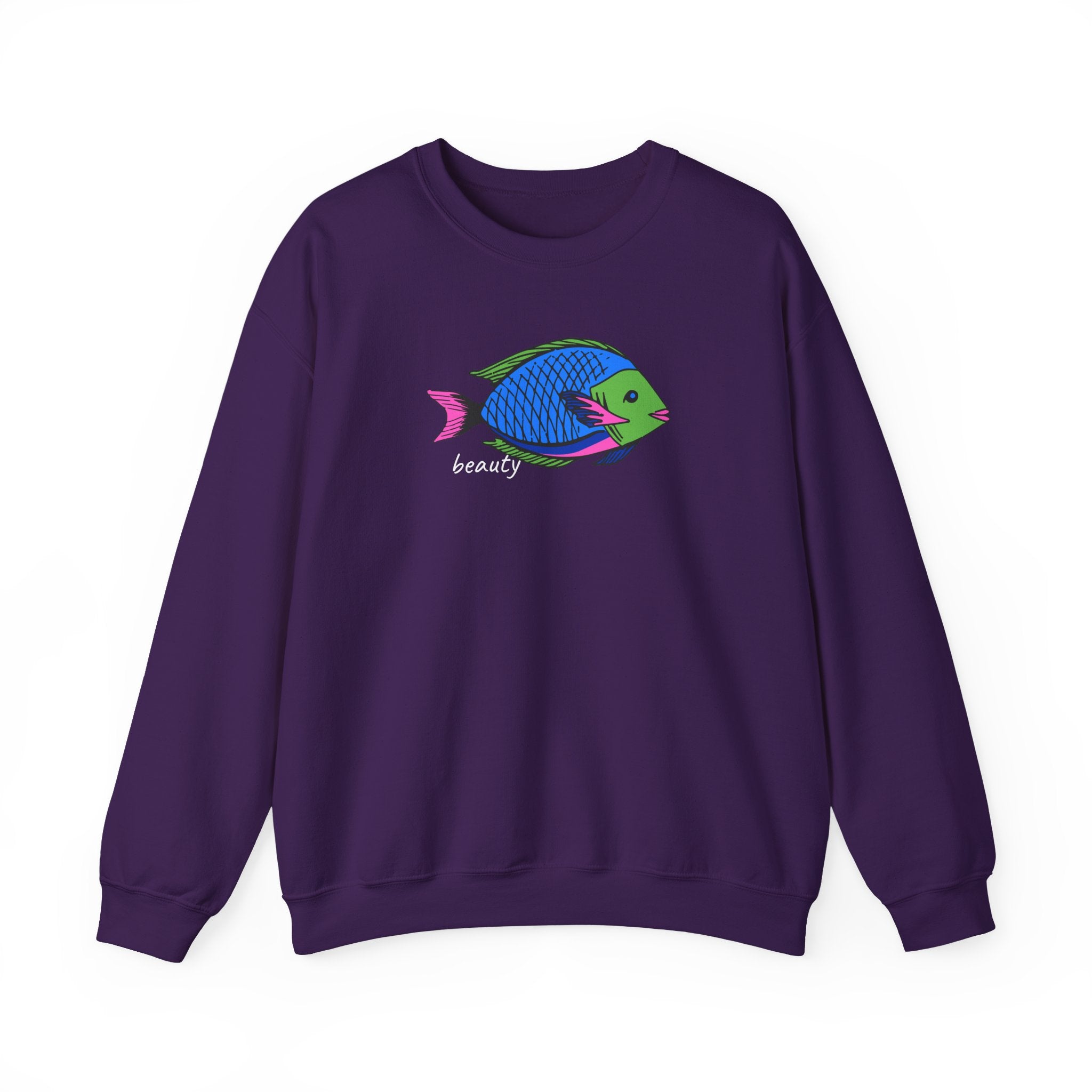 Fish Graphic Sweatshirt — Neon Tropical Fish 'beauty' Crewneck