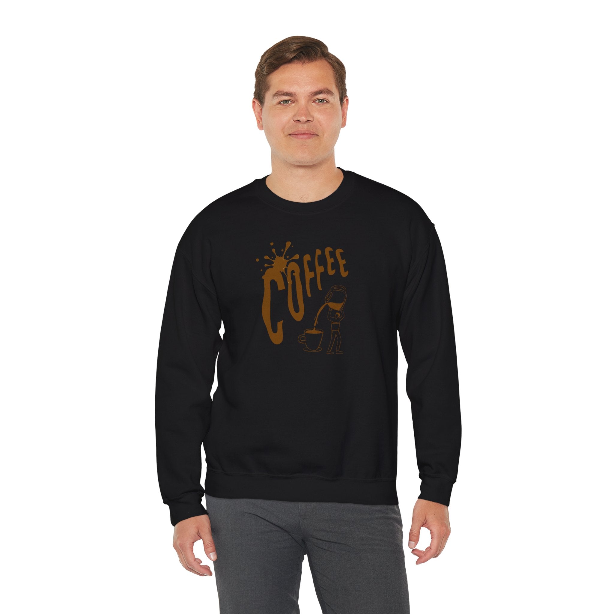 Coffee Lover Crewneck Sweatshirt — Retro Brown Coffee Graphic