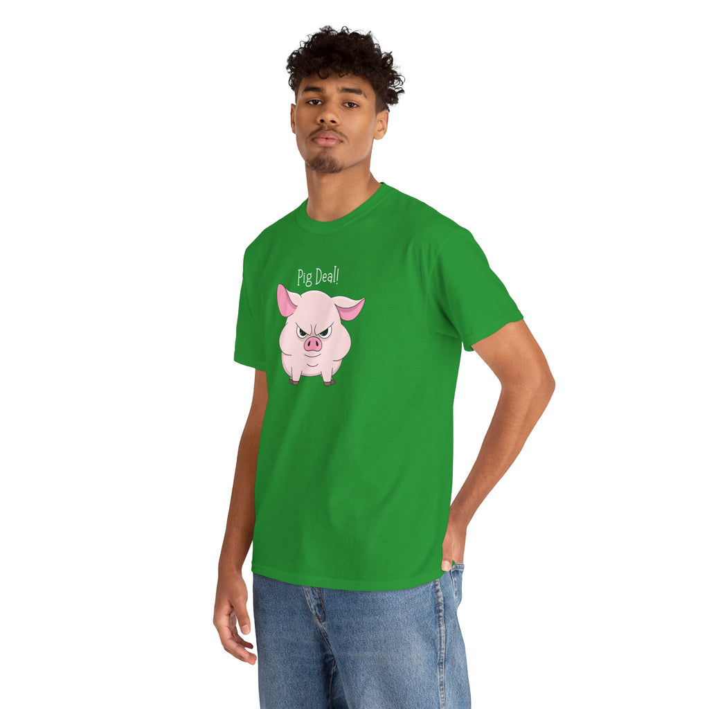 Pig Deal! Cute Angry Pig Graphic Tee — Funny Farm Animal T-Shirt