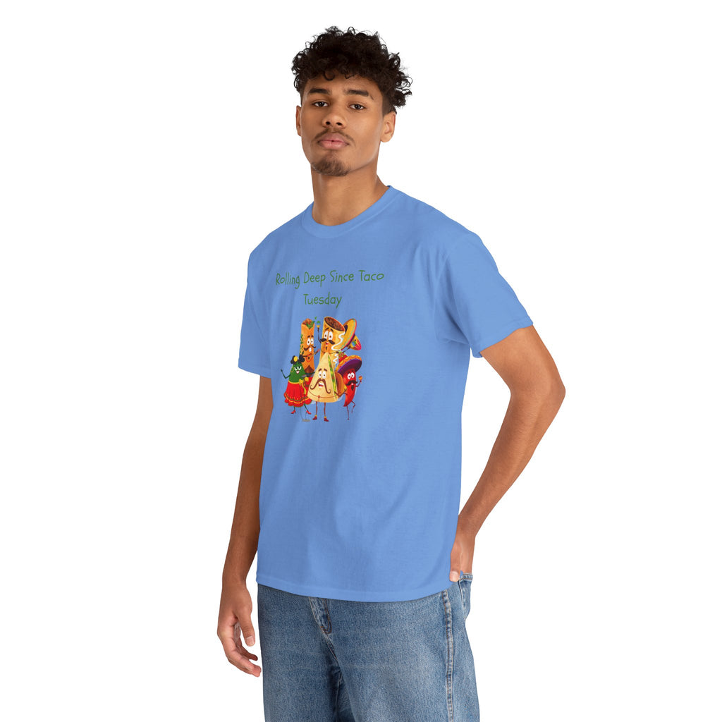Taco Tuesday Graphic Tee — "Rolling Deep Since Taco Tuesday" Funny Mexican Food Shirt