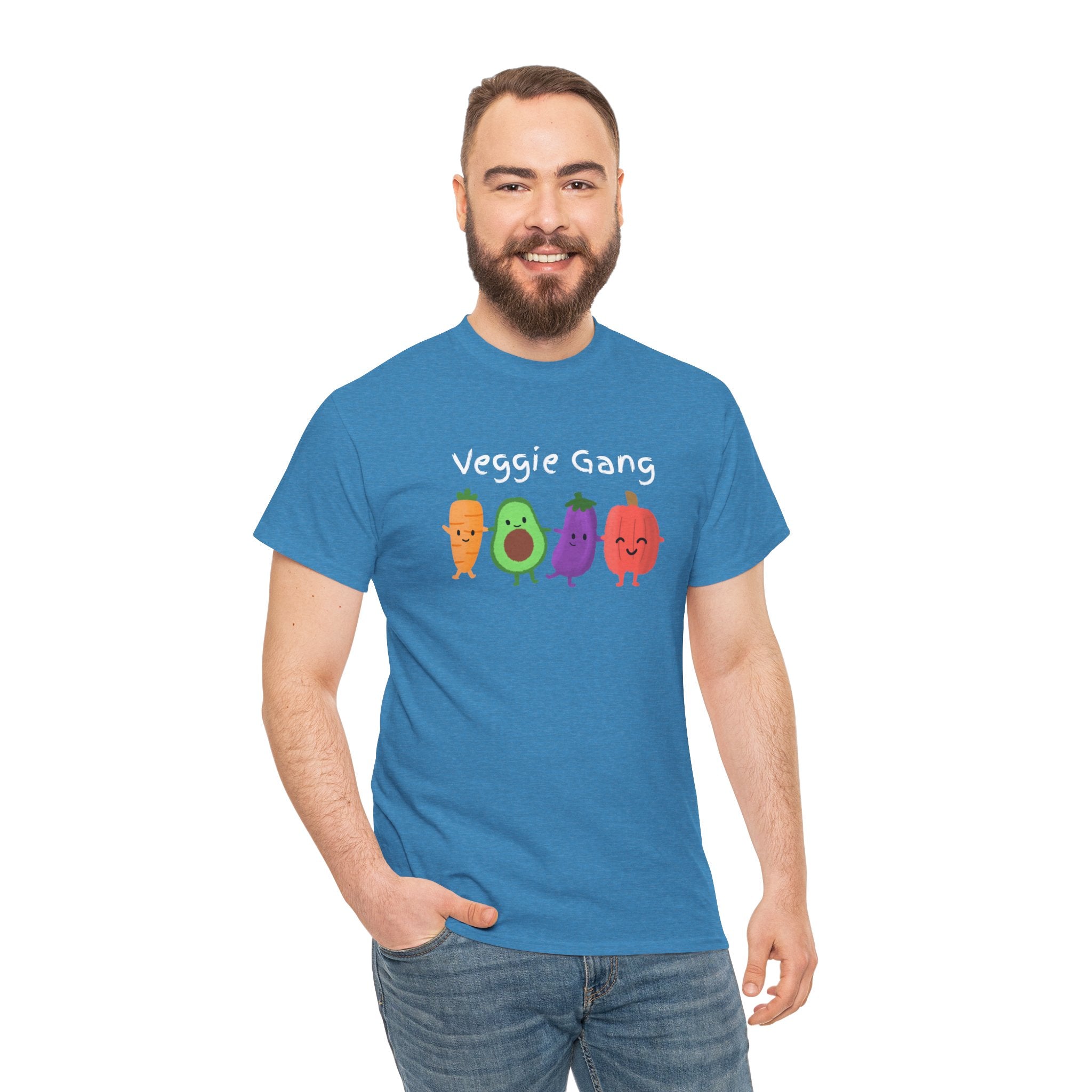 Veggie Gang T-Shirt – Cute Cartoon Avocado, Carrot, Eggplant & Pepper Tee