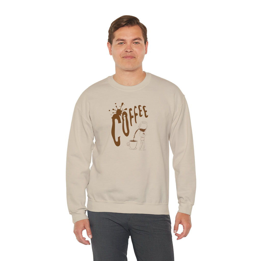 Coffee Lover Crewneck Sweatshirt — Retro Brown Coffee Graphic
