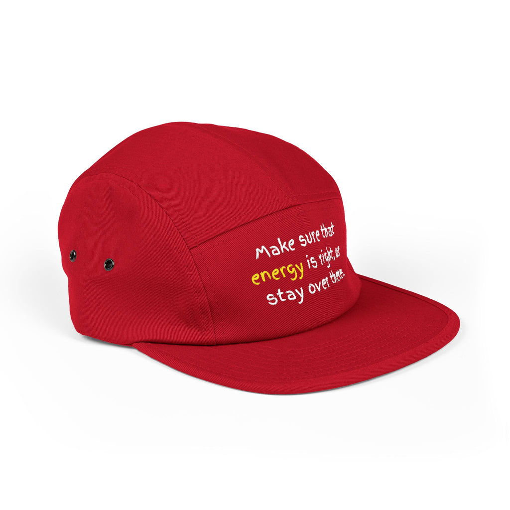 Embroidered 5-Panel Cap — "Make sure that energy is right" Casual Tan Hat