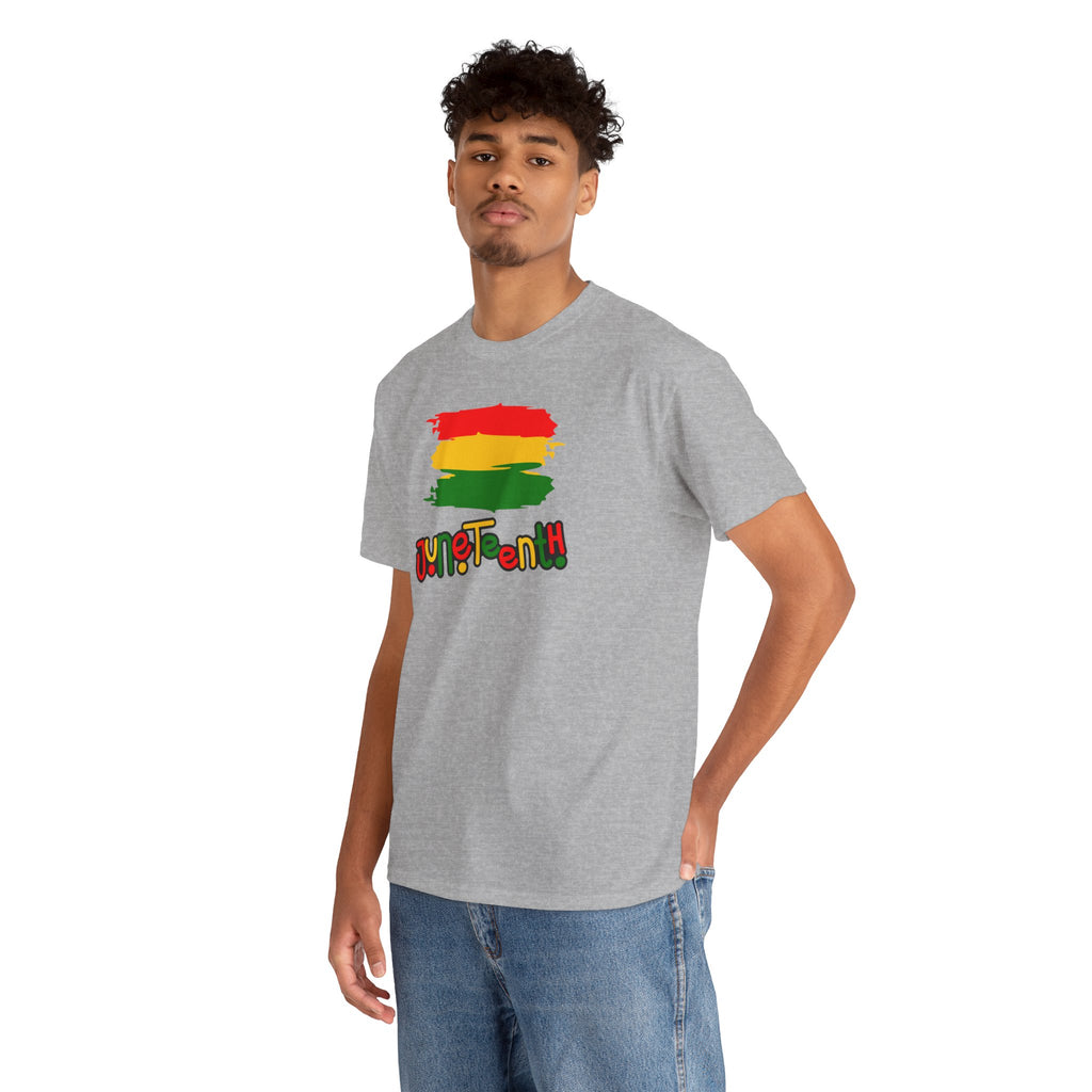 Juneteenth Graphic Tee — Rasta Flag Brushstroke Design
