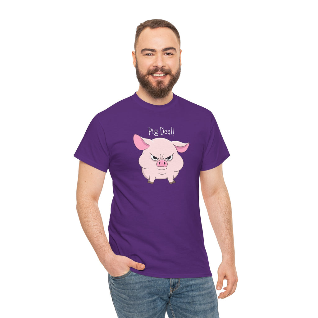 Pig Deal! Cute Angry Pig Graphic Tee — Funny Farm Animal T-Shirt