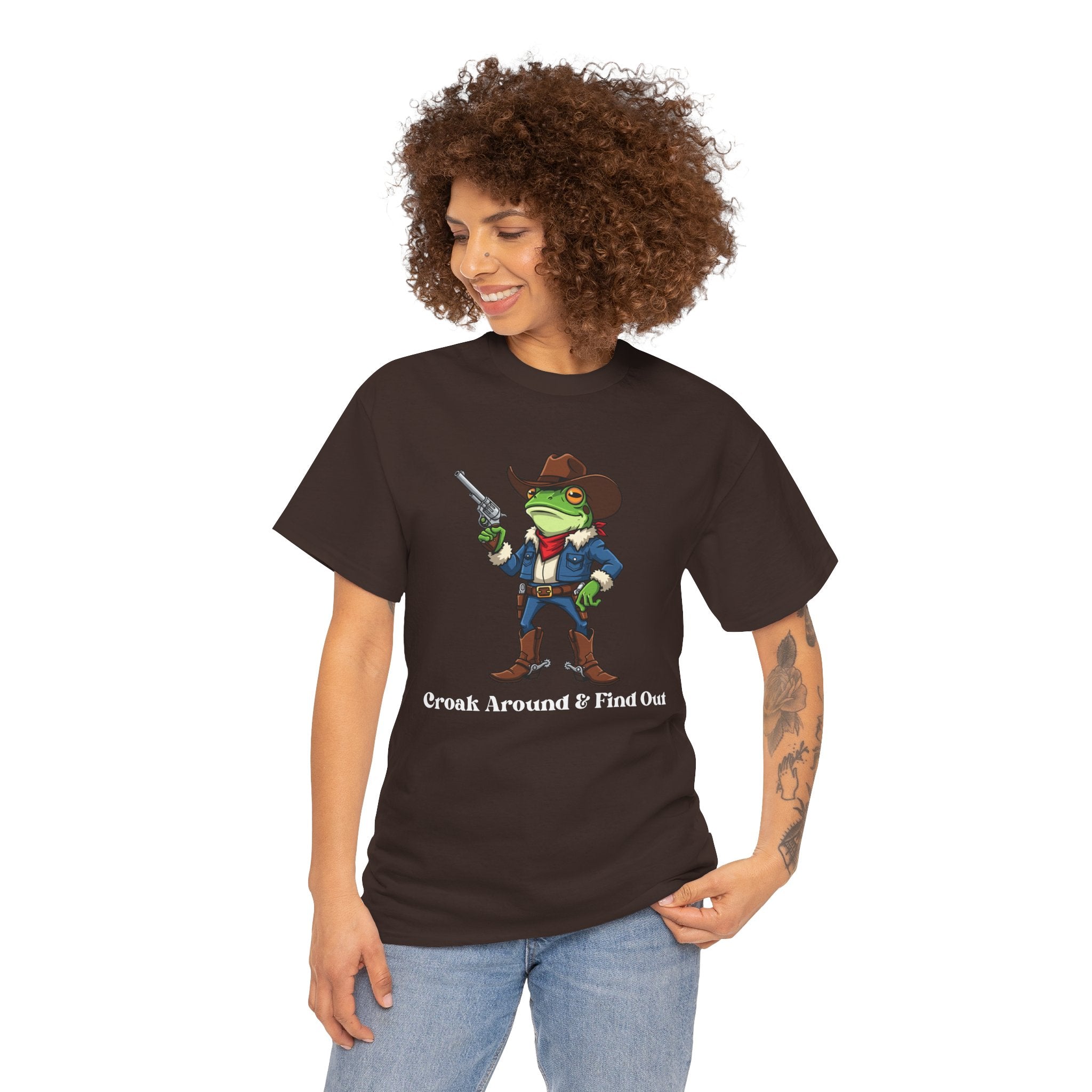 Cowboy Frog T-Shirt - "Croak Around & Find Out" Funny Western Graphic Tee