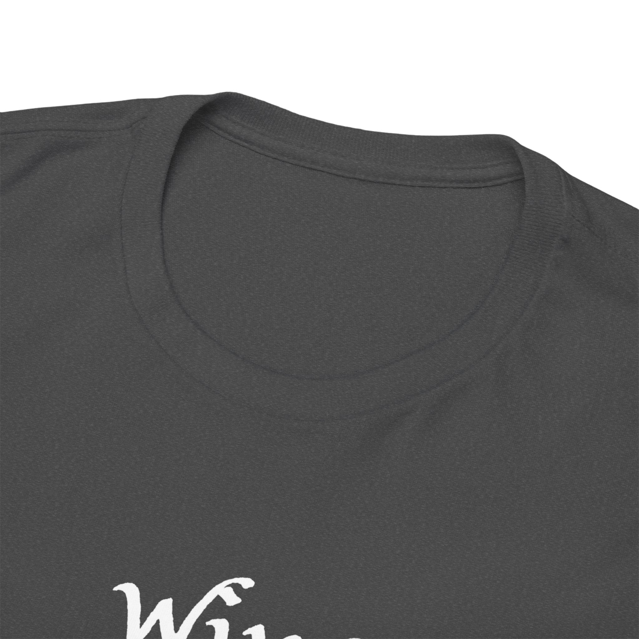 Wine Graphic Tee — Minimalist Small Chest 'wine' Text T‑Shirt