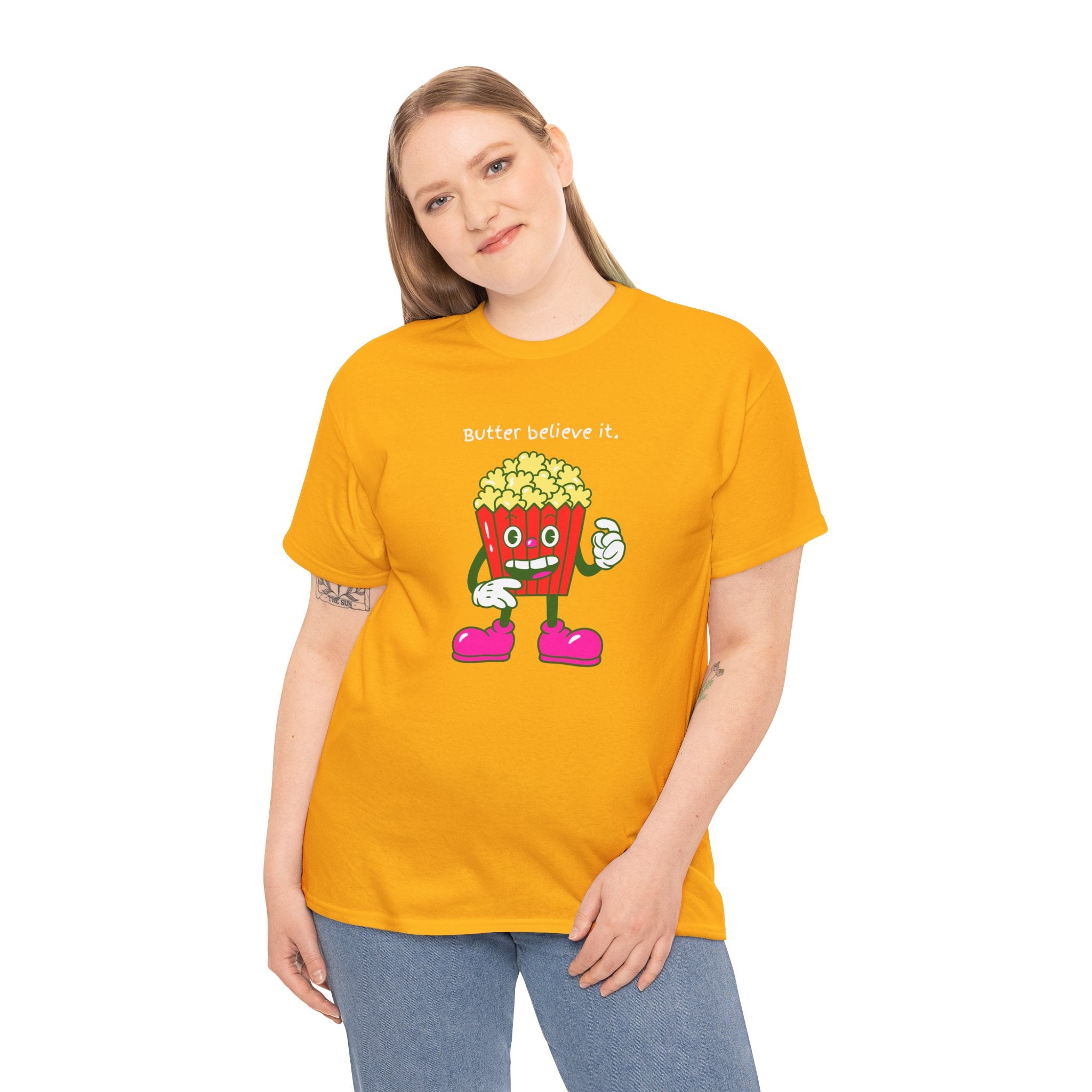 Butter Believe It Popcorn Tee — Cute Retro Snack Cartoon T-Shirt