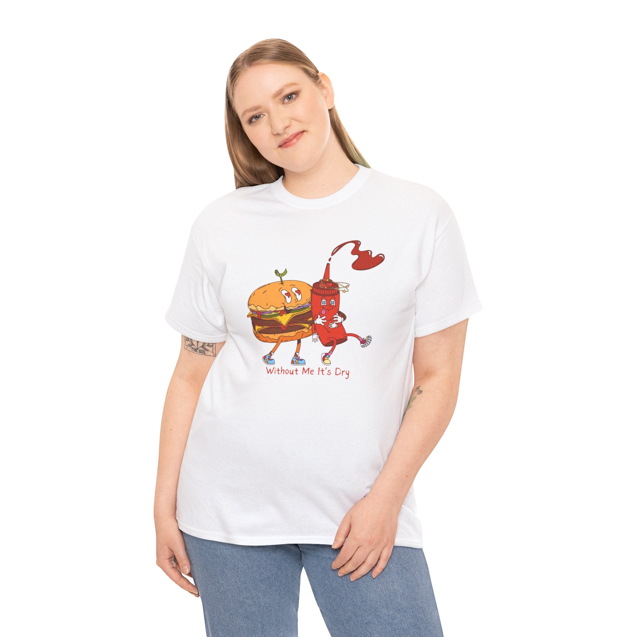 Ketchup & Burger Besties Tee — "Without Me, He’s Dry" Funny Food Couple T-Shirt