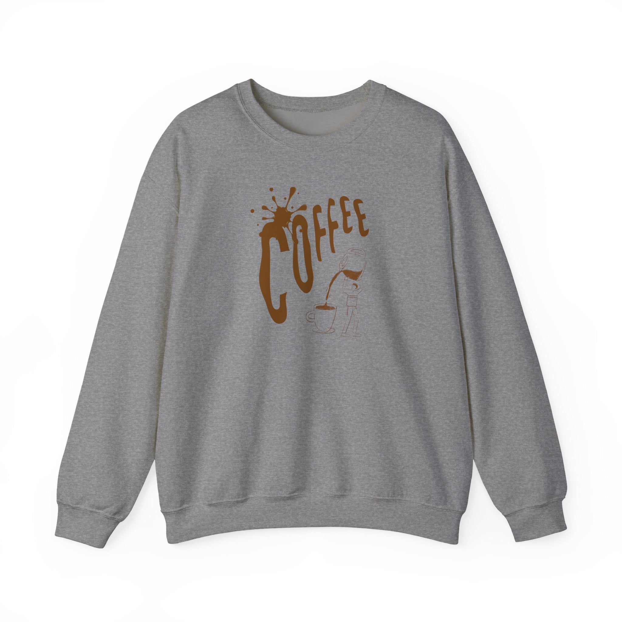 Coffee Lover Crewneck Sweatshirt — Retro Brown Coffee Graphic