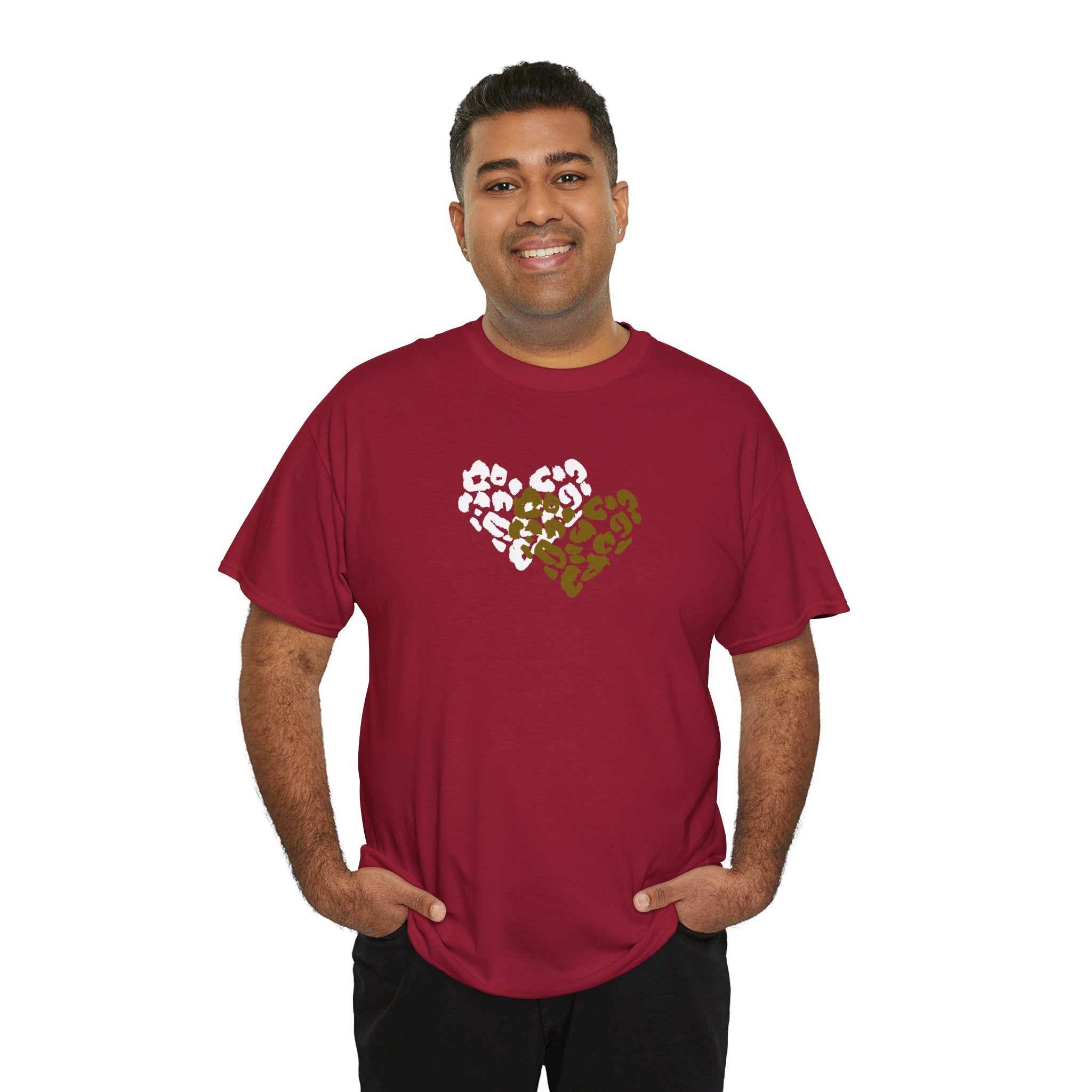 Leopard Heart Graphic Tee — Two-Tone Animal Print Heart T-Shirt