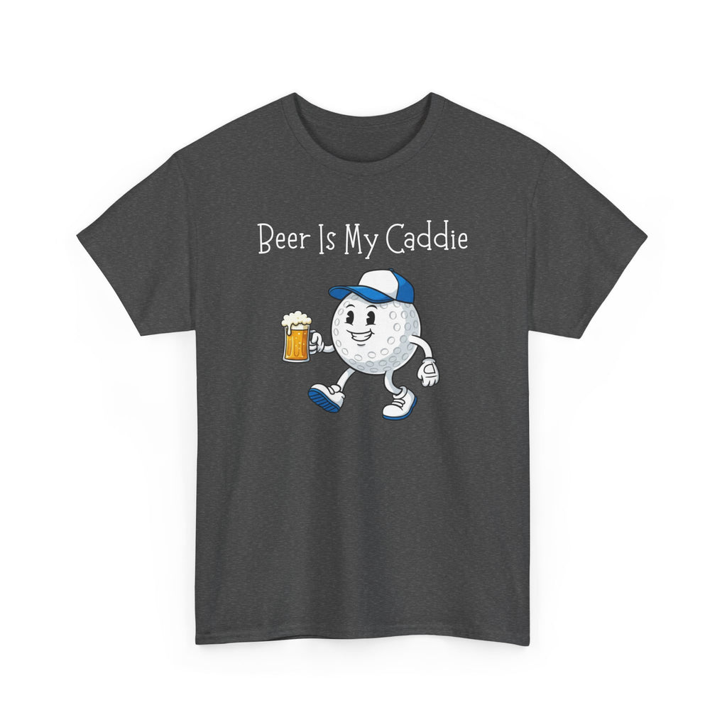 Golf Ball Cartoon Tee — "Beer Is My Caddie" Funny Golf Shirt