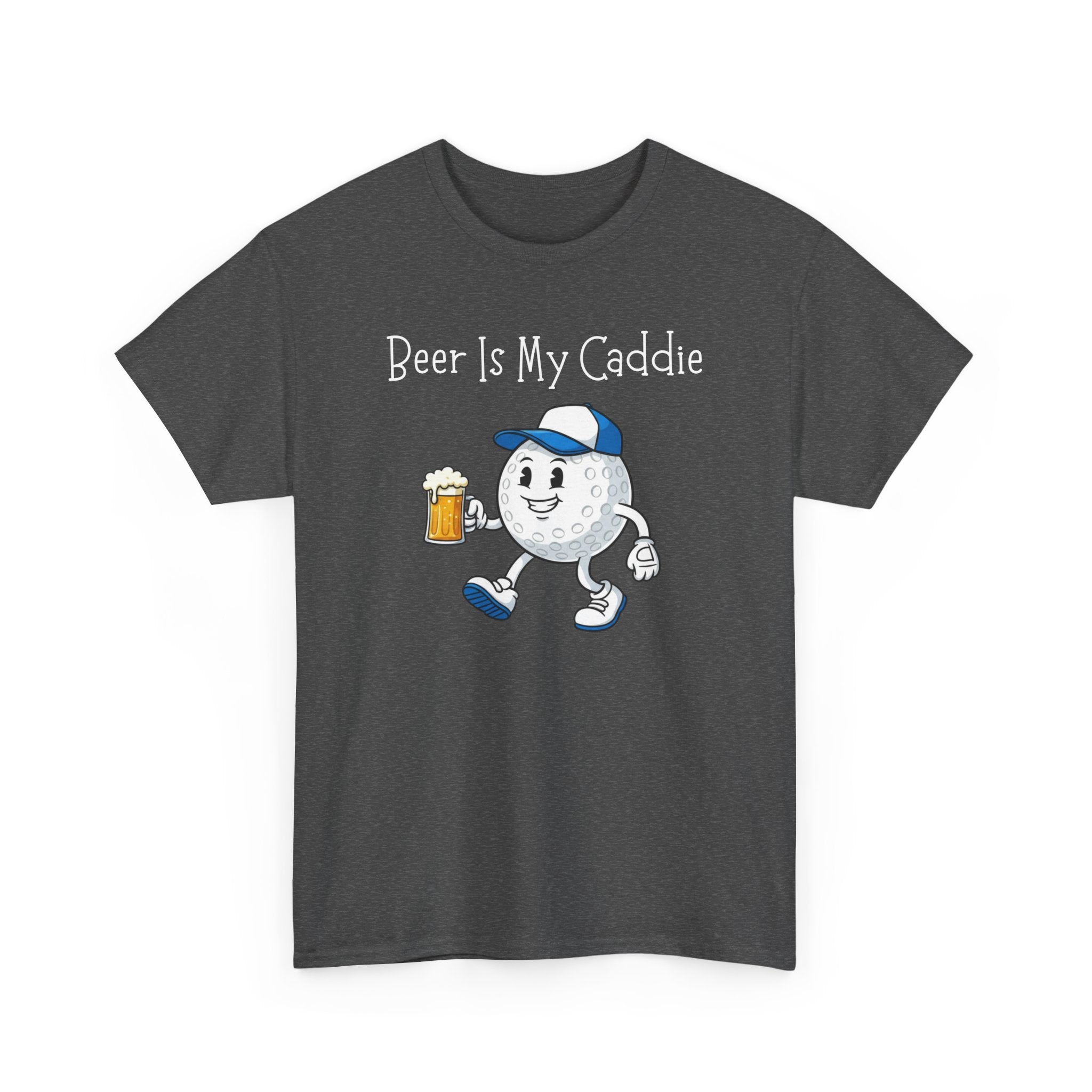 Golf Ball Cartoon Tee — "Beer Is My Caddie" Funny Golf Shirt