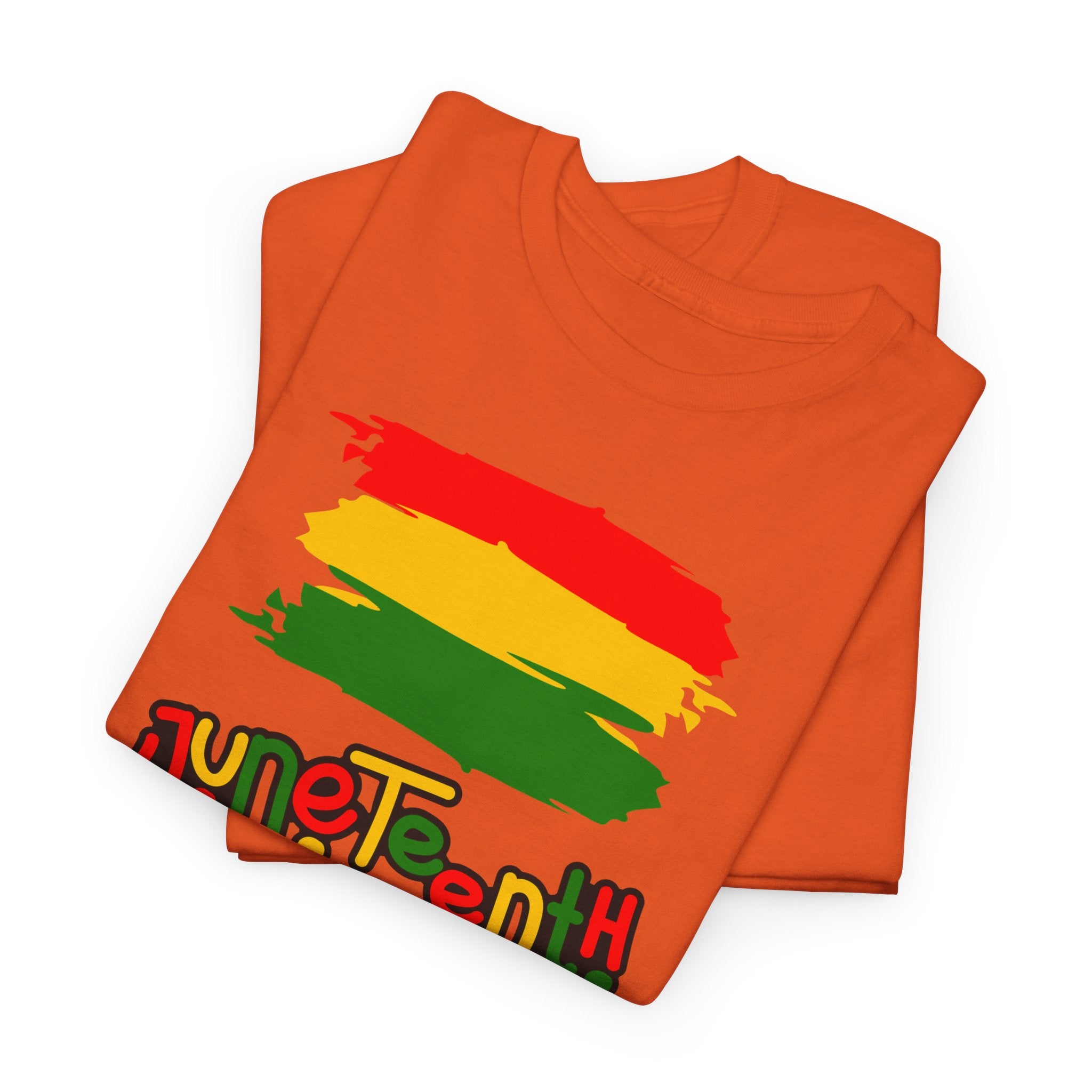 Juneteenth Graphic Tee — Rasta Flag Brushstroke Design