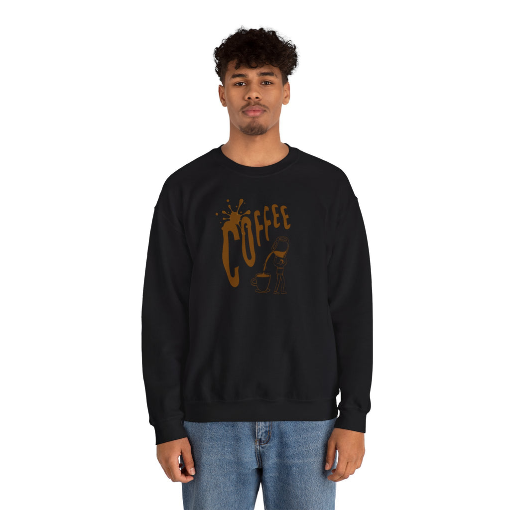 Coffee Lover Crewneck Sweatshirt — Retro Brown Coffee Graphic