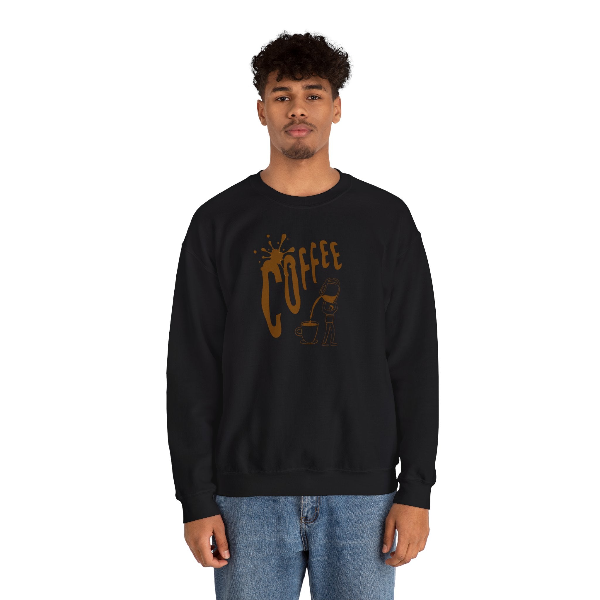 Coffee Lover Crewneck Sweatshirt — Retro Brown Coffee Graphic