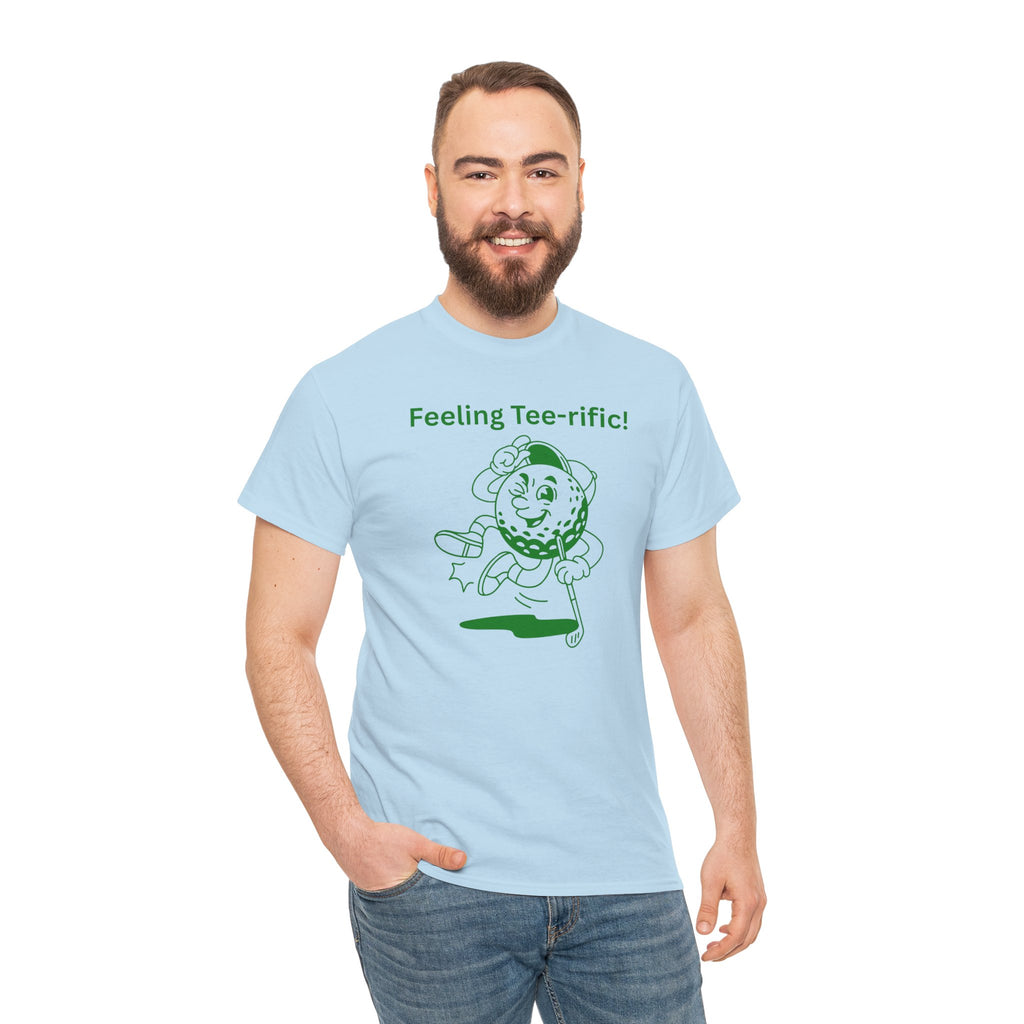 Golf Tee T-Shirt — "Feeling Tee-rific!" Vintage Golf Character Shirt