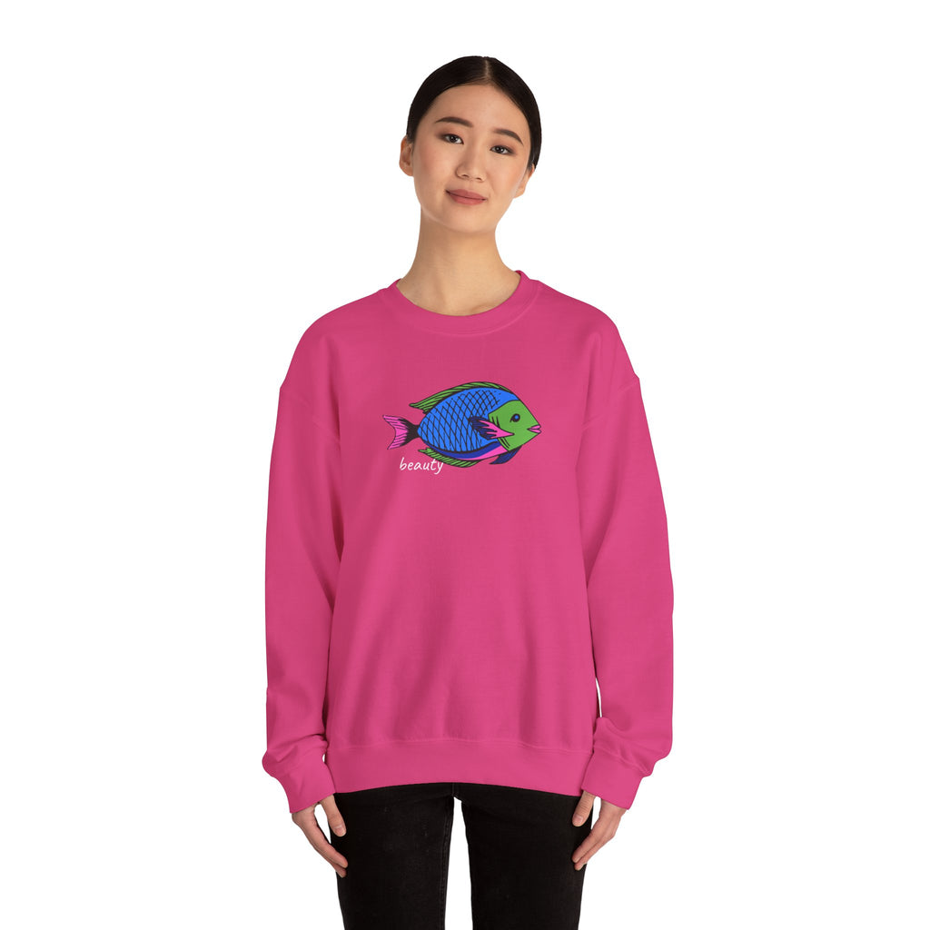 Fish Graphic Sweatshirt — Neon Tropical Fish 'beauty' Crewneck