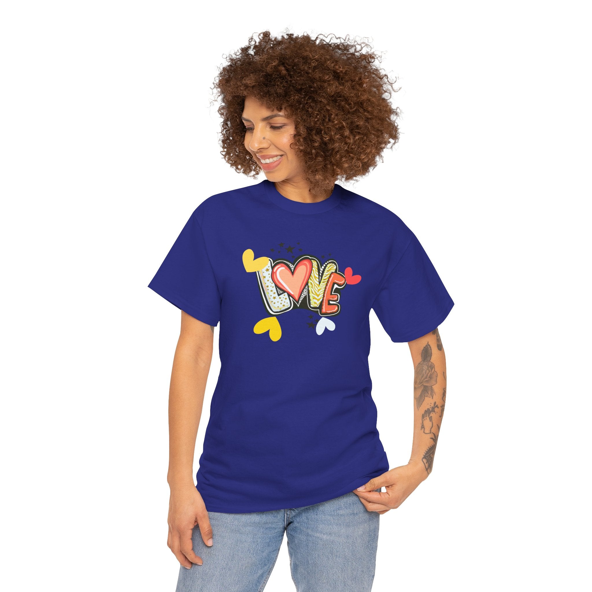 Love Heart Graphic Tee — Retro Doodle "LOVE" Design
