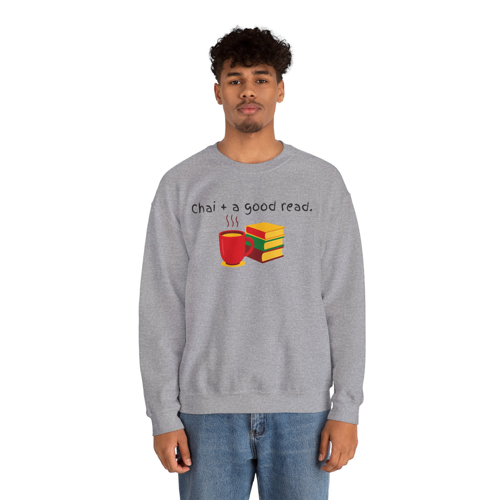 Cozy Reading Sweatshirt — "Chai + a Good Read" Crewneck