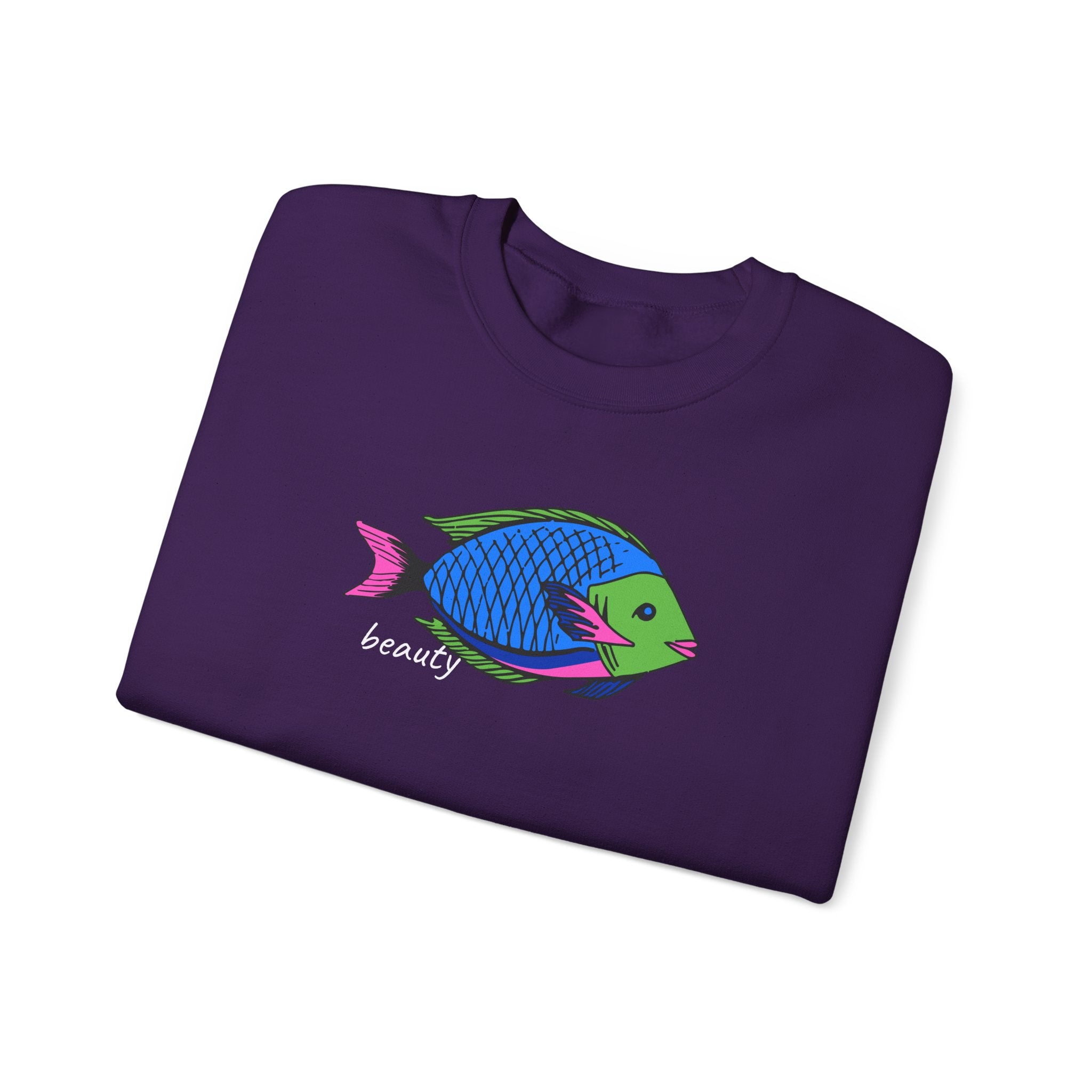 Fish Graphic Sweatshirt — Neon Tropical Fish 'beauty' Crewneck