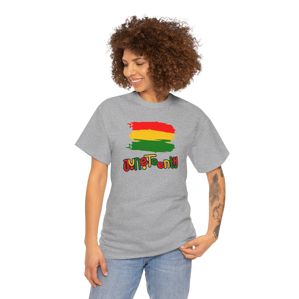 Juneteenth Graphic Tee — Rasta Flag Brushstroke Design