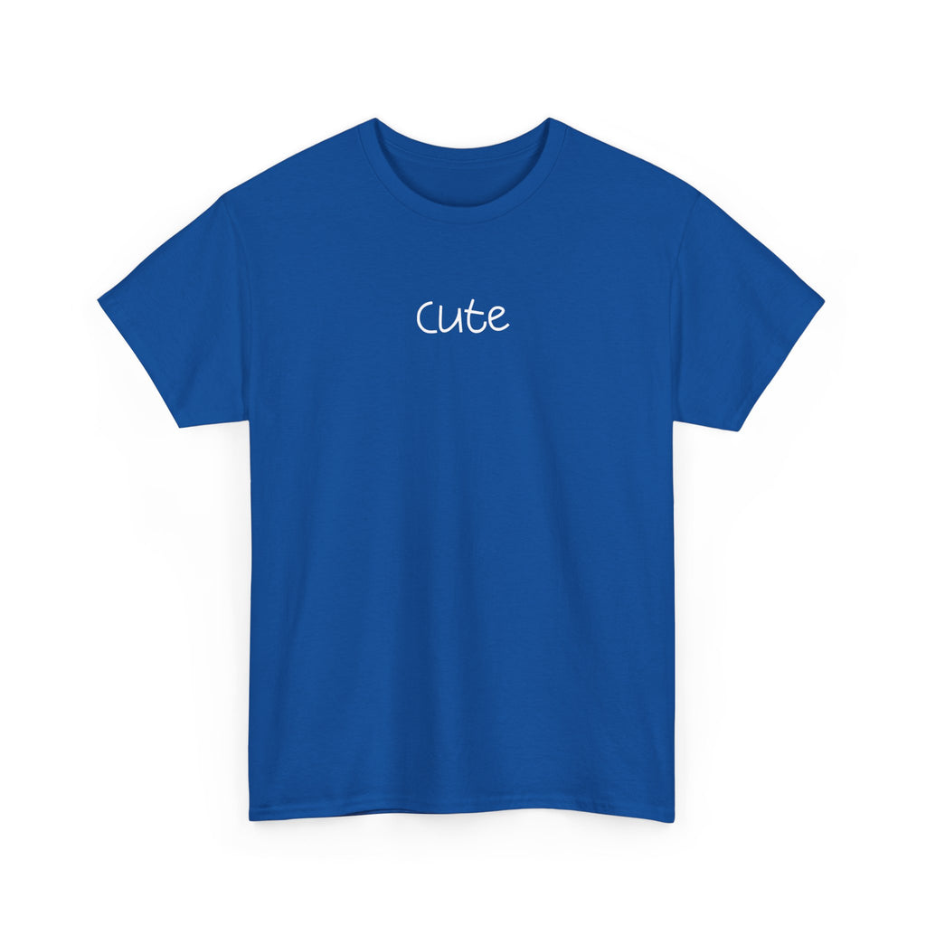 Cute Script T‑Shirt — Minimalist Casual Tee with 'Cute' Chest Print