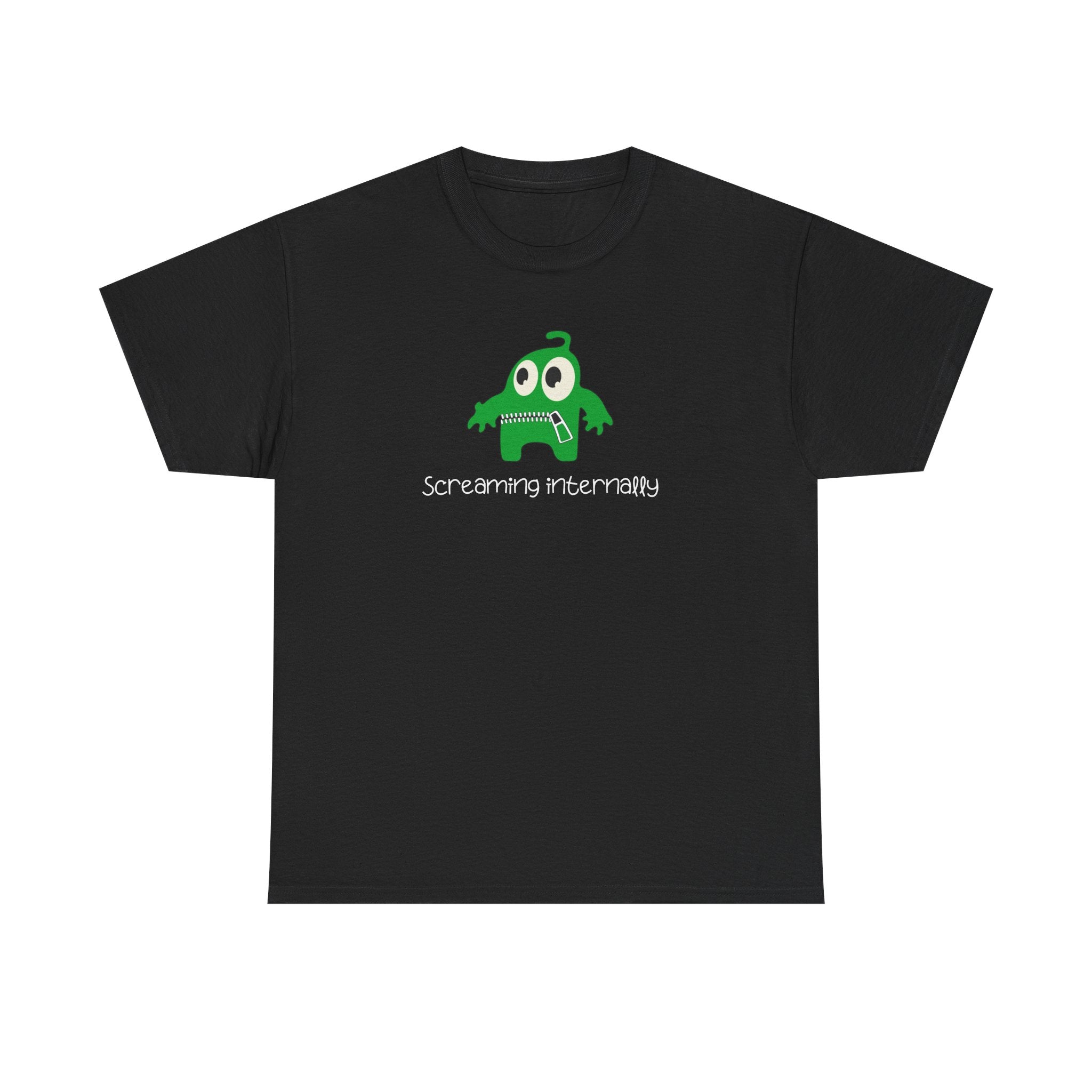 Screaming Internally Tee — Cute Green Monster Graphic Shirt