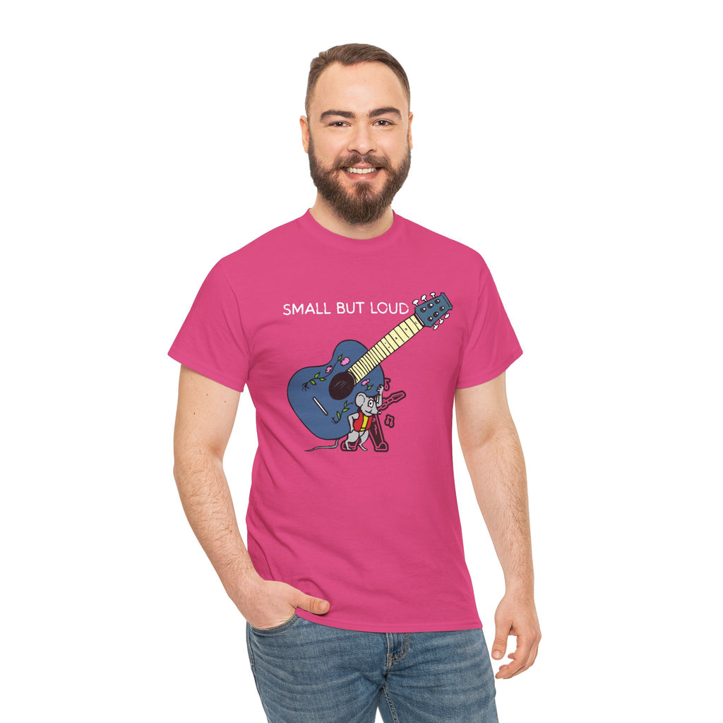 T-Shirt — "Small But Loud" Cute Mouse with Guitar Graphic