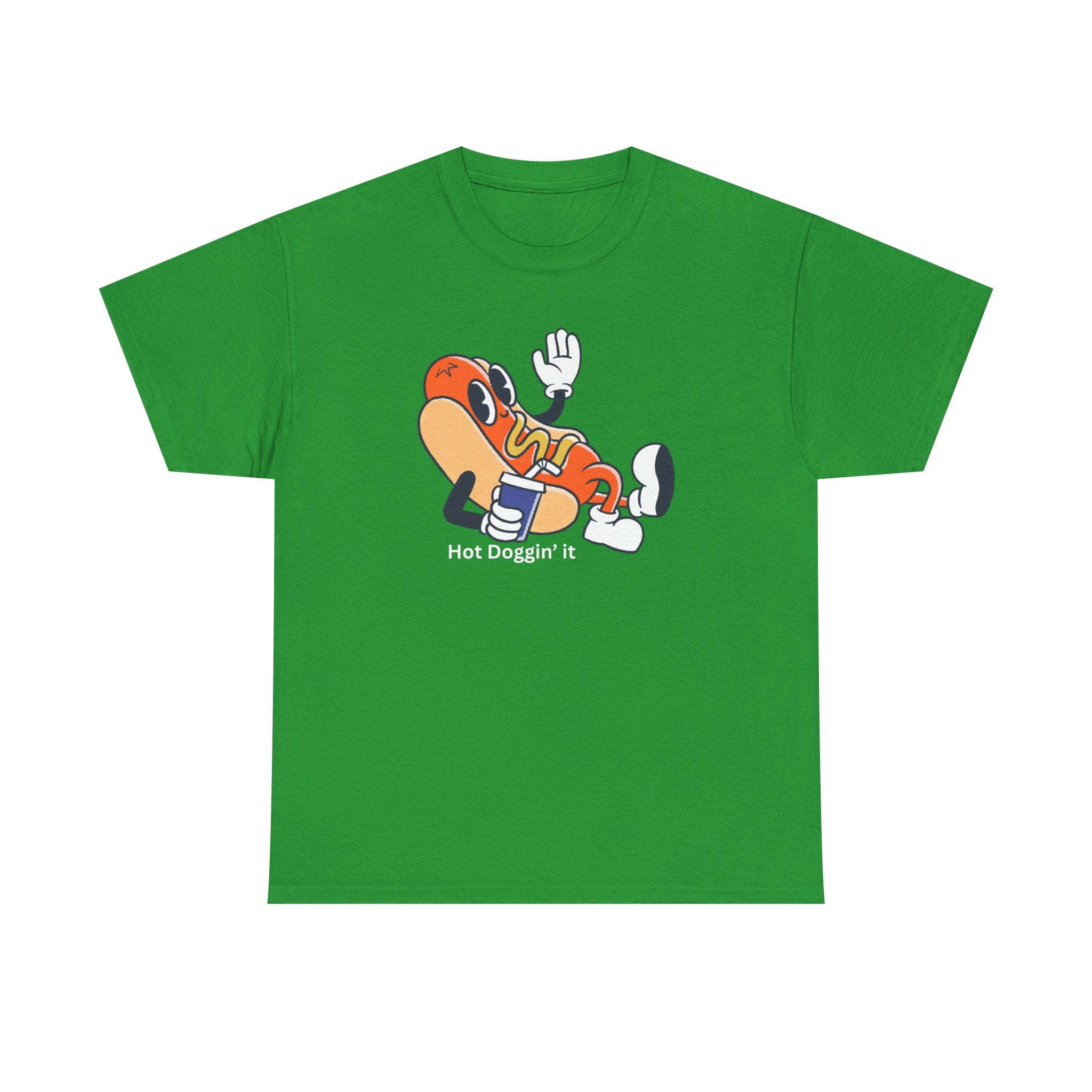 Hot Dog Character T‑Shirt – Retro Cartoon Dancing Sausage Tee