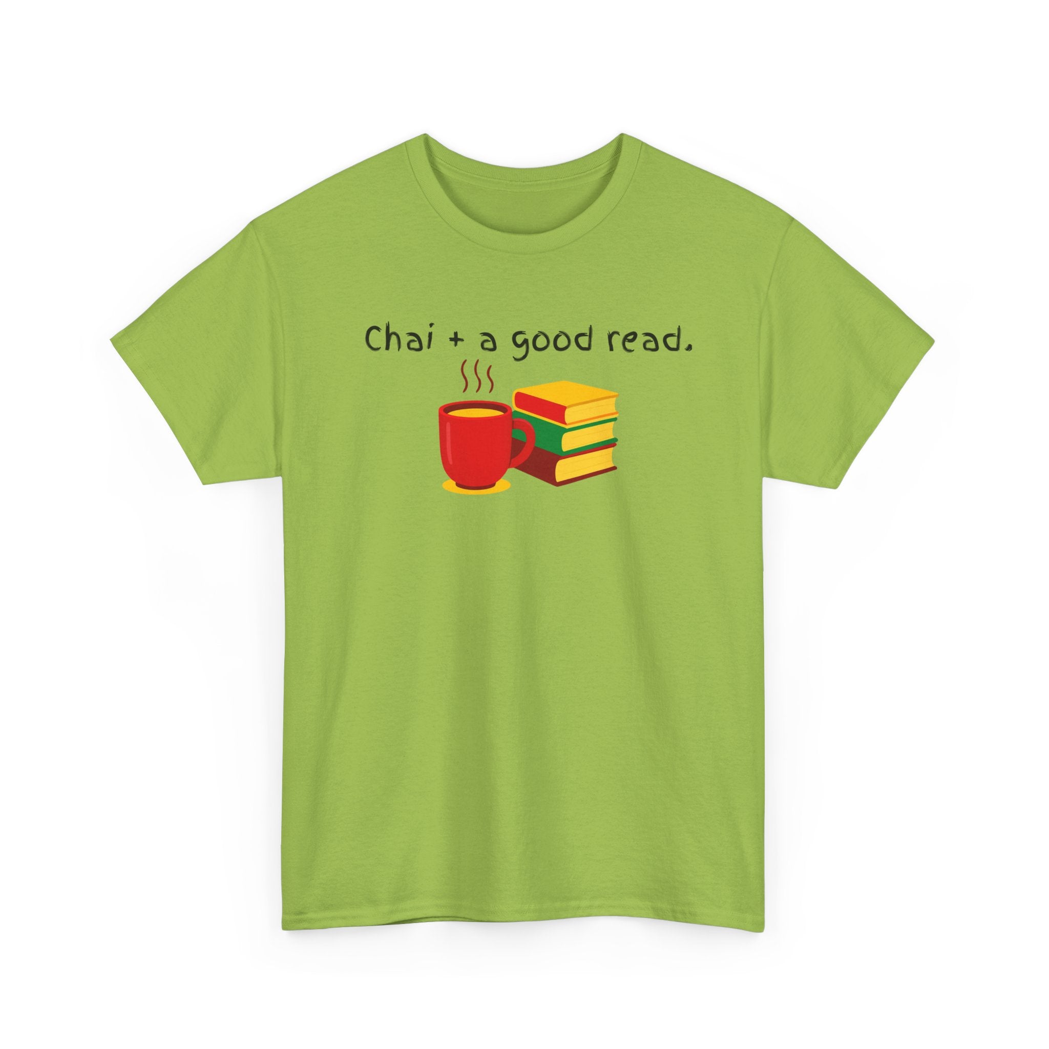 Chai + A Good Read T-Shirt — Tea & Books Graphic Tee for Book Lovers
