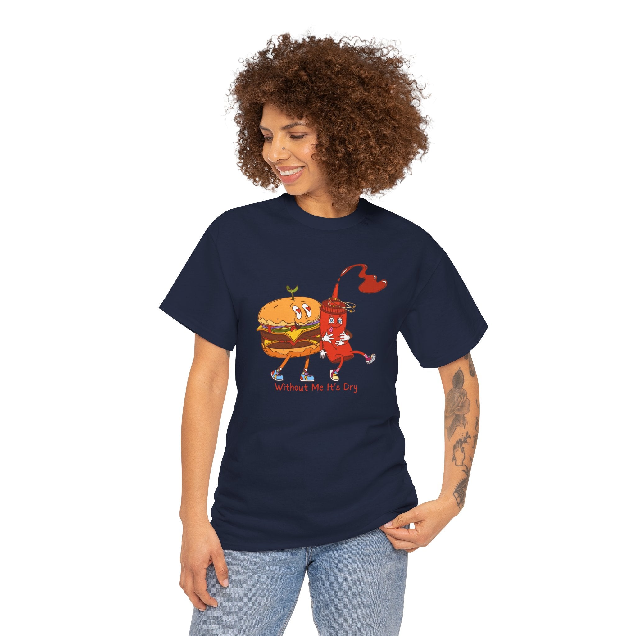 Ketchup & Burger Besties Tee — "Without Me, He’s Dry" Funny Food Couple T-Shirt