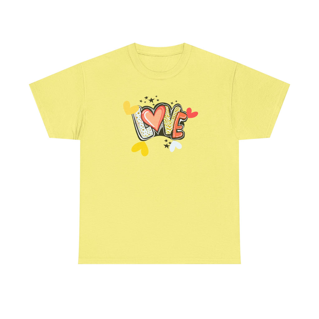 Love Heart Graphic Tee — Retro Doodle "LOVE" Design