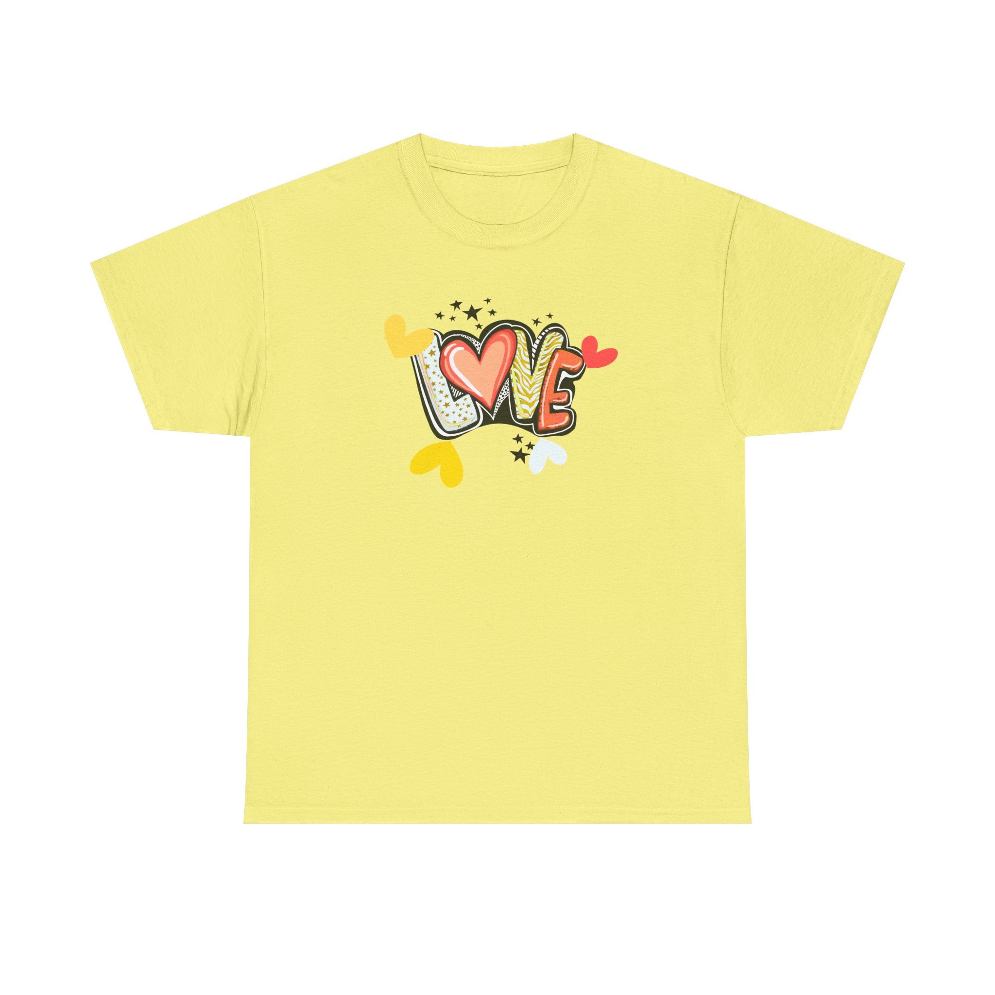 Love Heart Graphic Tee — Retro Doodle "LOVE" Design