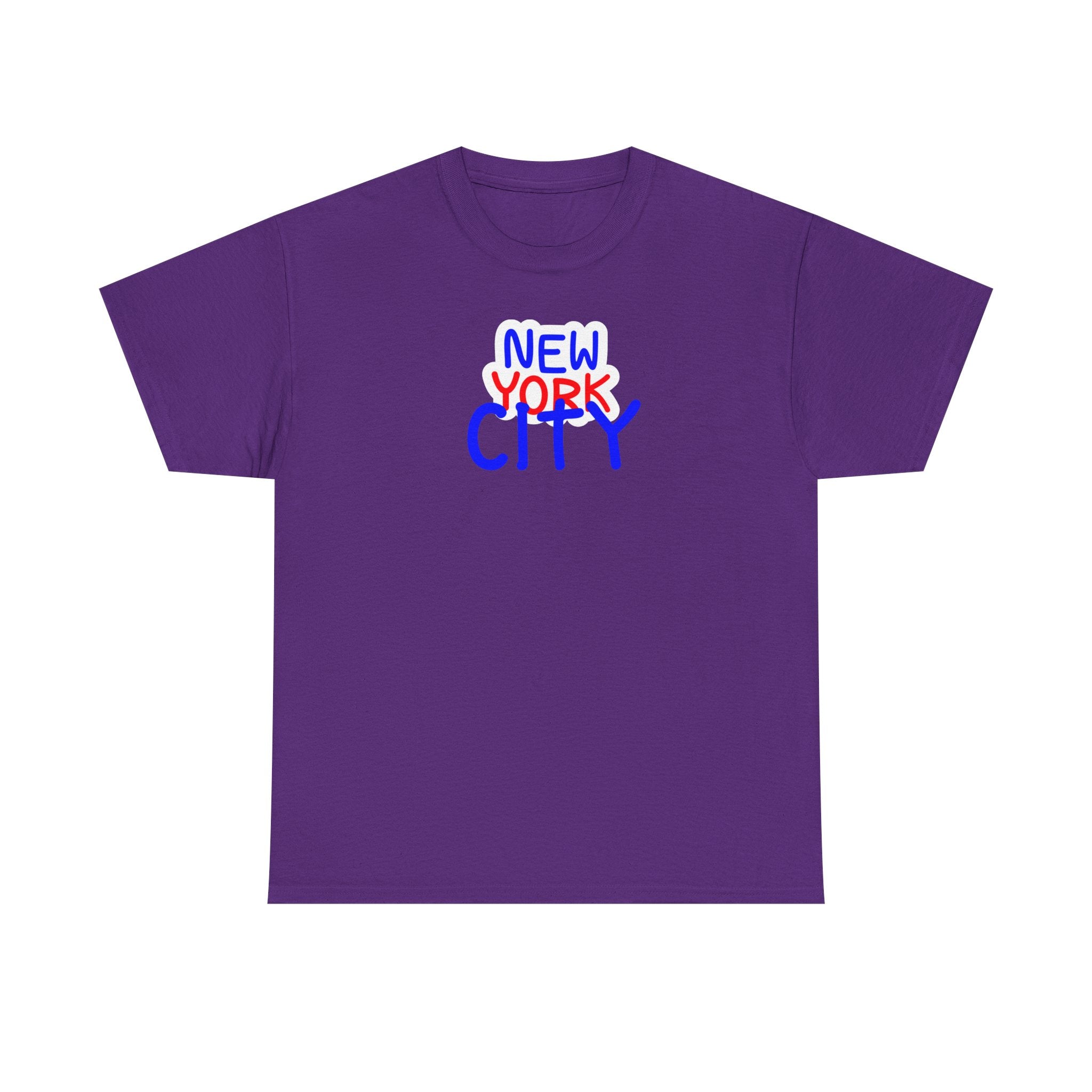 New York City Graphic Tee - Handwritten Red & Blue NYC T-Shirt